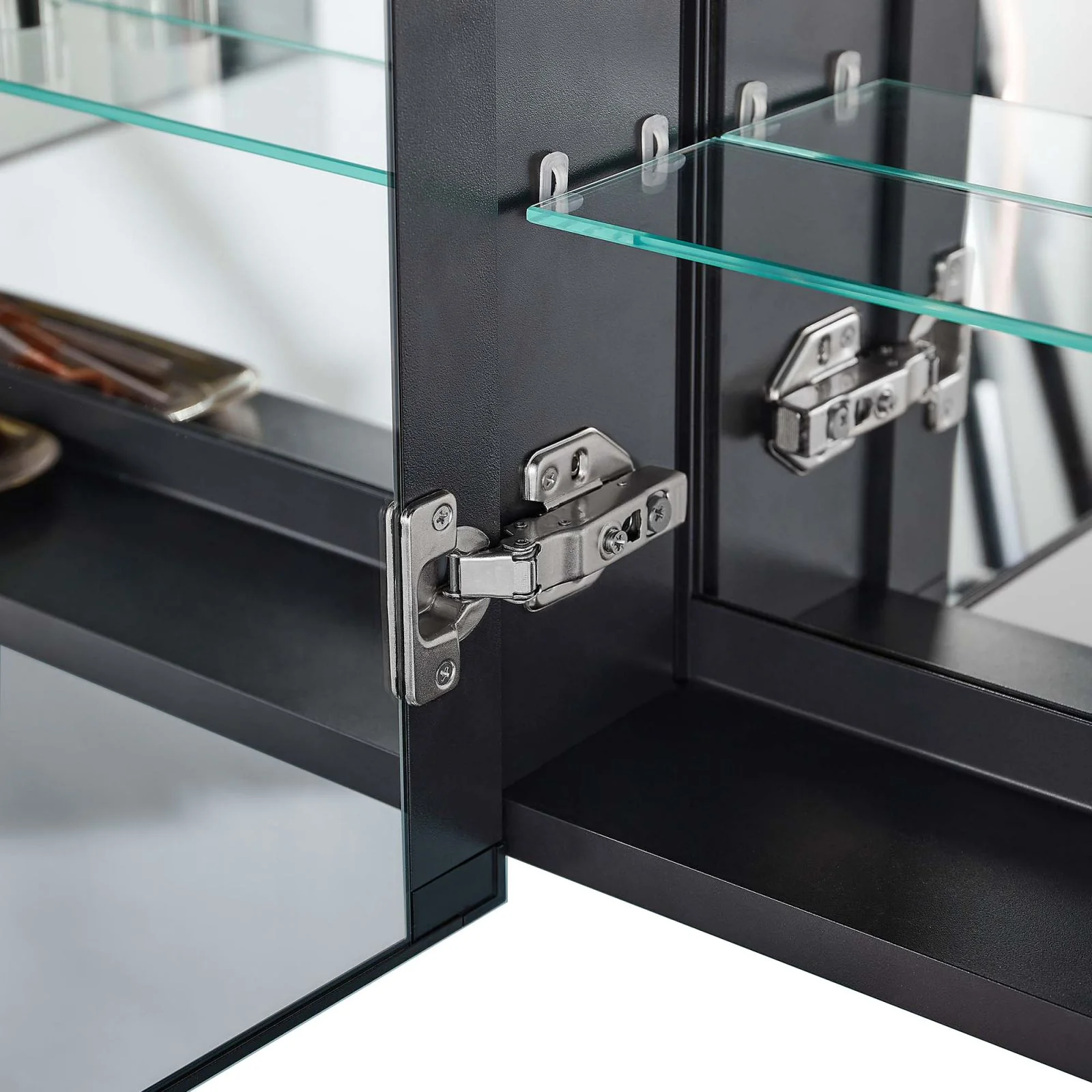 40" x 30" Dimmer Black Surface Mount LED Double Door Defogging Mirror Medicine Cabinet - Image 11