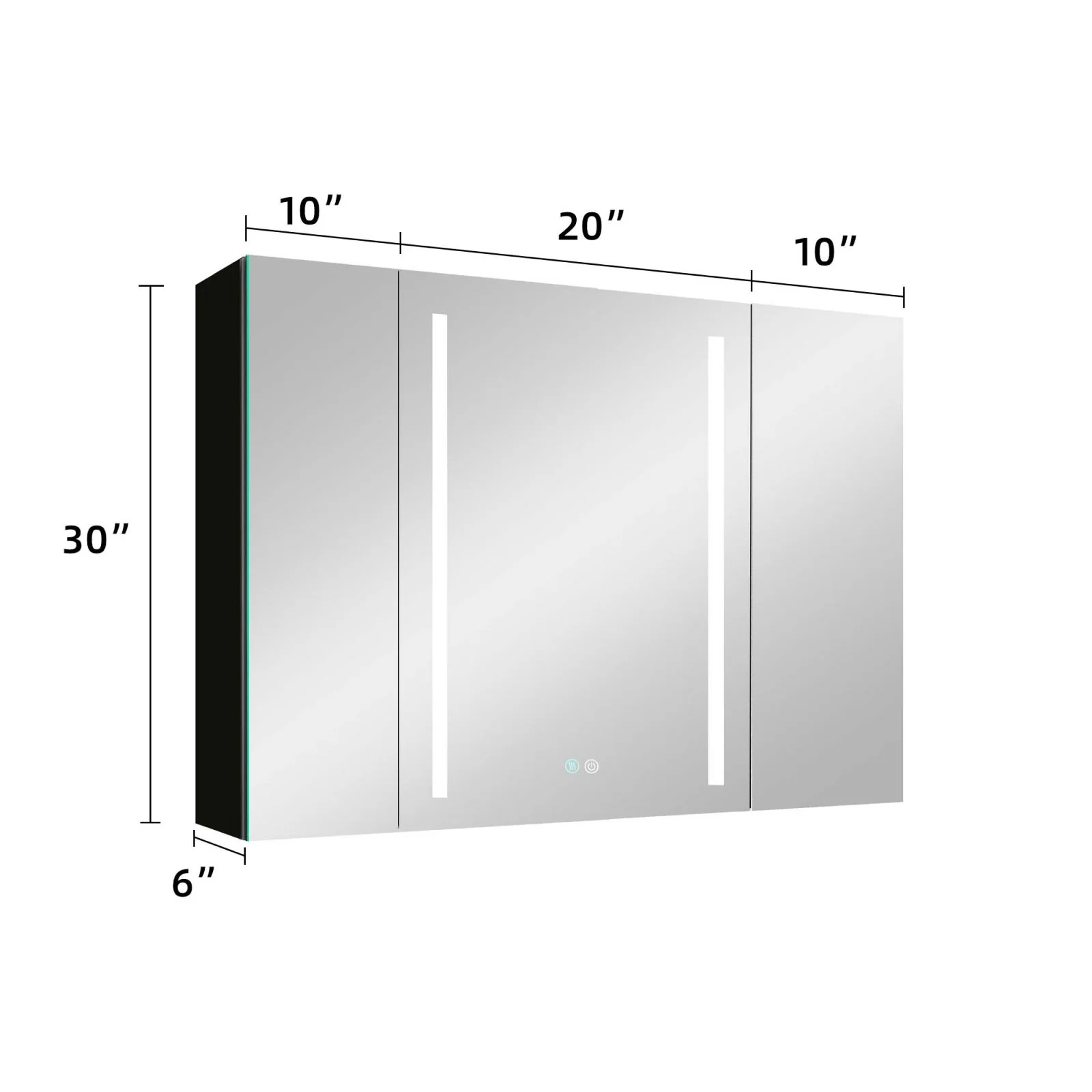 40" x 30" Dimmer Black Surface Mount LED Double Door Defogging Mirror Medicine Cabinet - Image 12