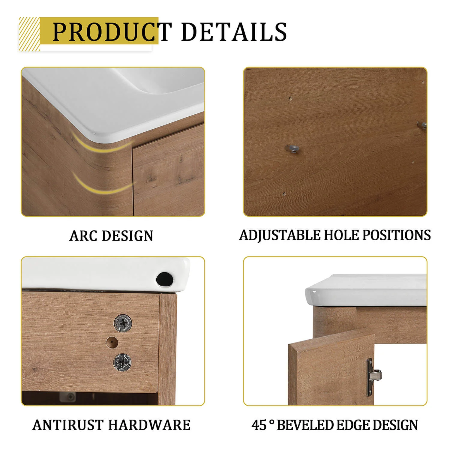 40" White Oak Freestanding Bathroom Vanity with White Ceramic Sink - Image 9