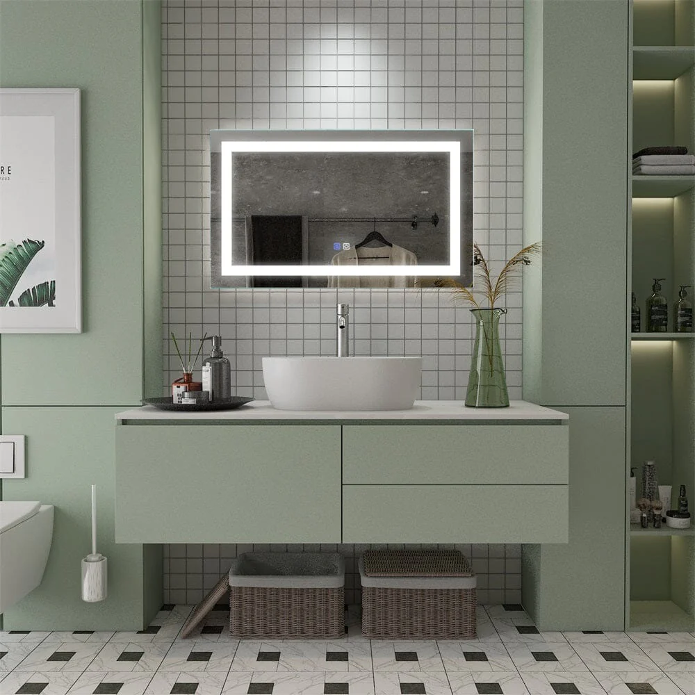 40 x 24 Inch LED Bathroom Mirror with Night light Anti Fog, Dimmable, Touch Button - Image 2