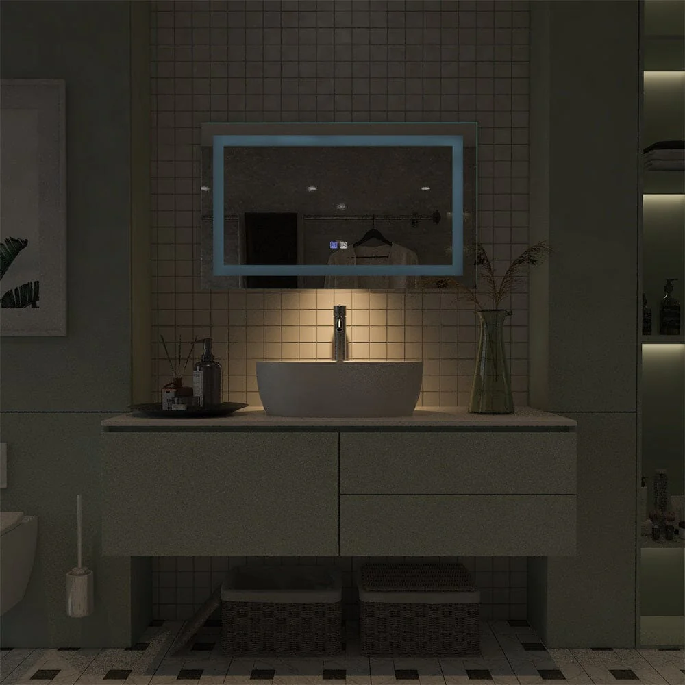40 x 24 Inch LED Bathroom Mirror with Night light Anti Fog, Dimmable, Touch Button - Image 3