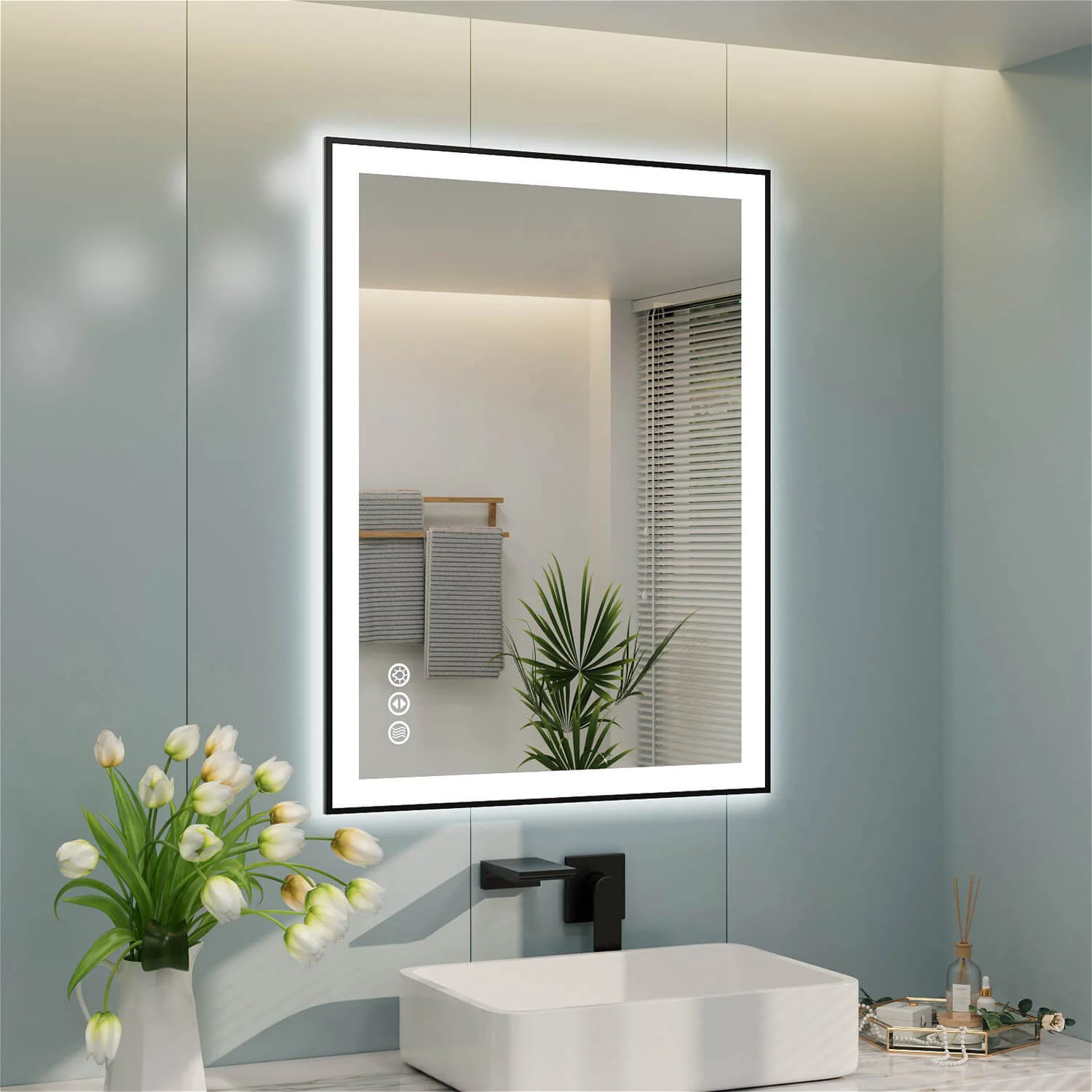 40"x30" LED Bathroom Mirror Anti-Fog Dimmable ETL Shatterproof Glass - Image 2