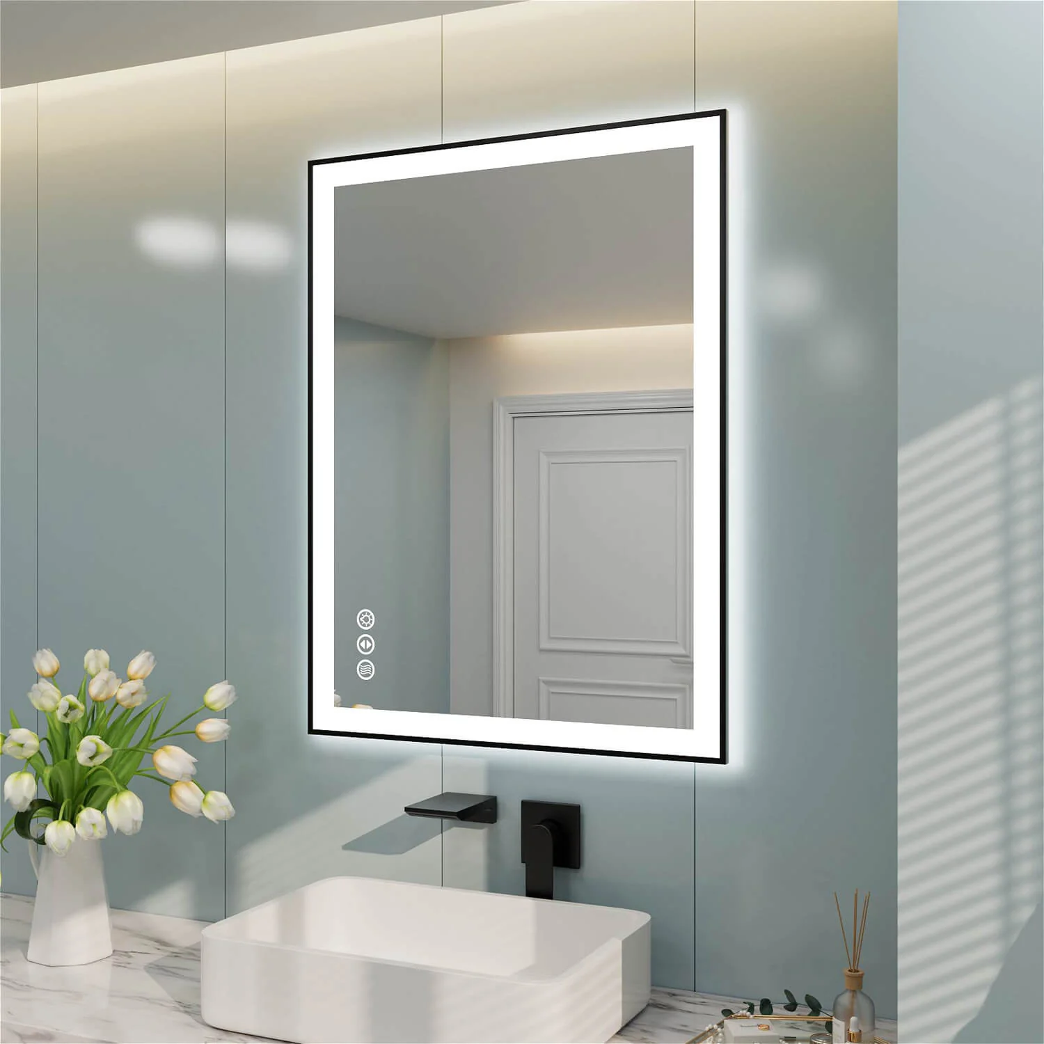 40"x30" LED Bathroom Mirror Anti-Fog Dimmable ETL Shatterproof Glass - Image 3