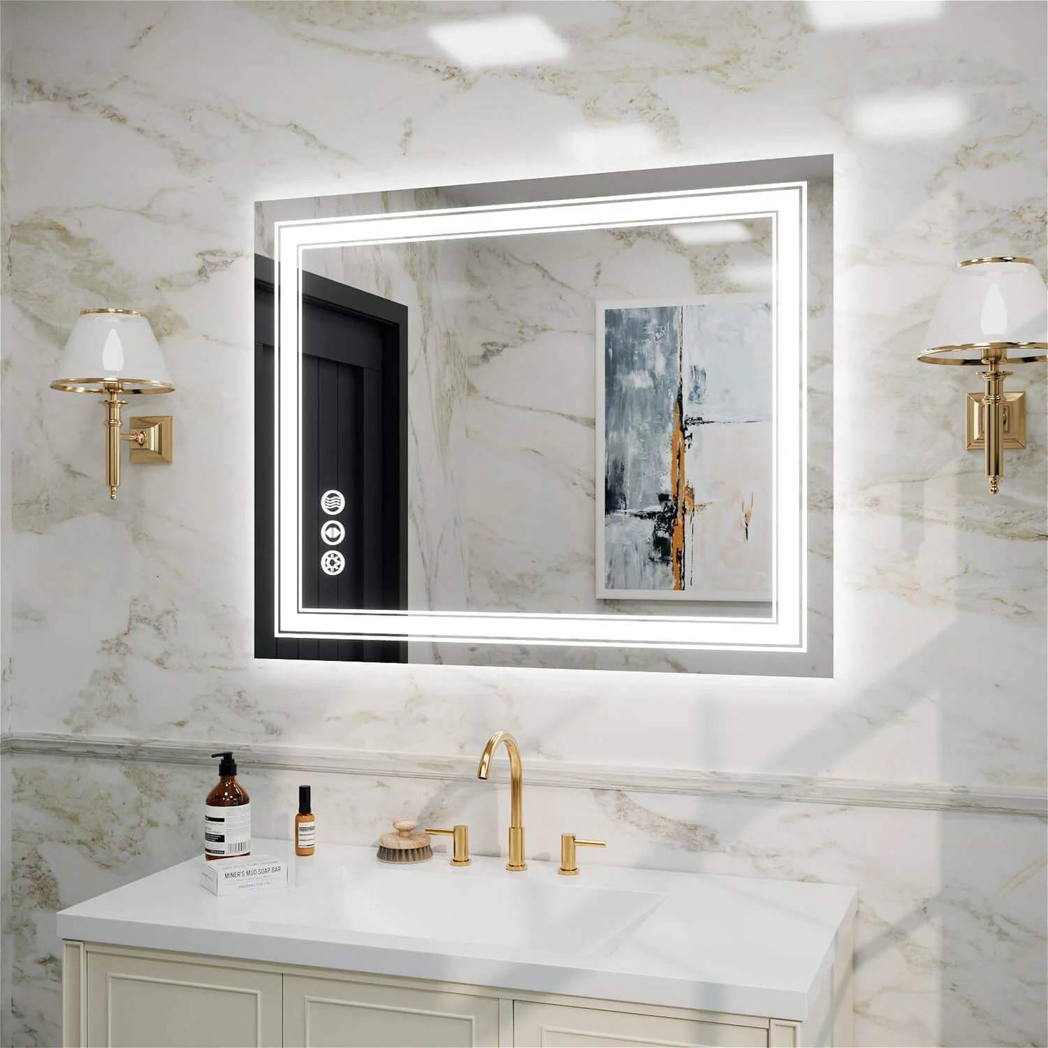 40"x32" LED Bathroom Mirror Anti-Fog Shatterproof ETL Certified - Image 2