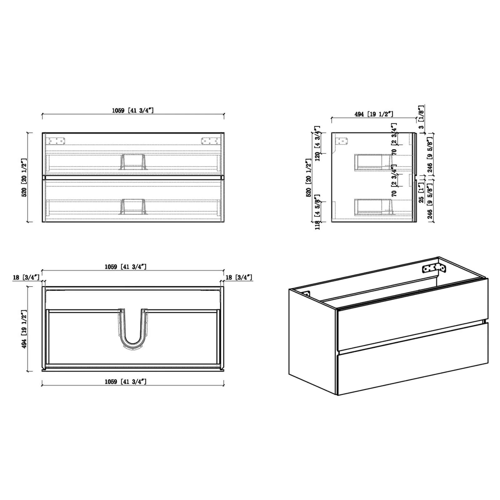 42" Cement Gray Floating Bathroom Vanity - Image 16