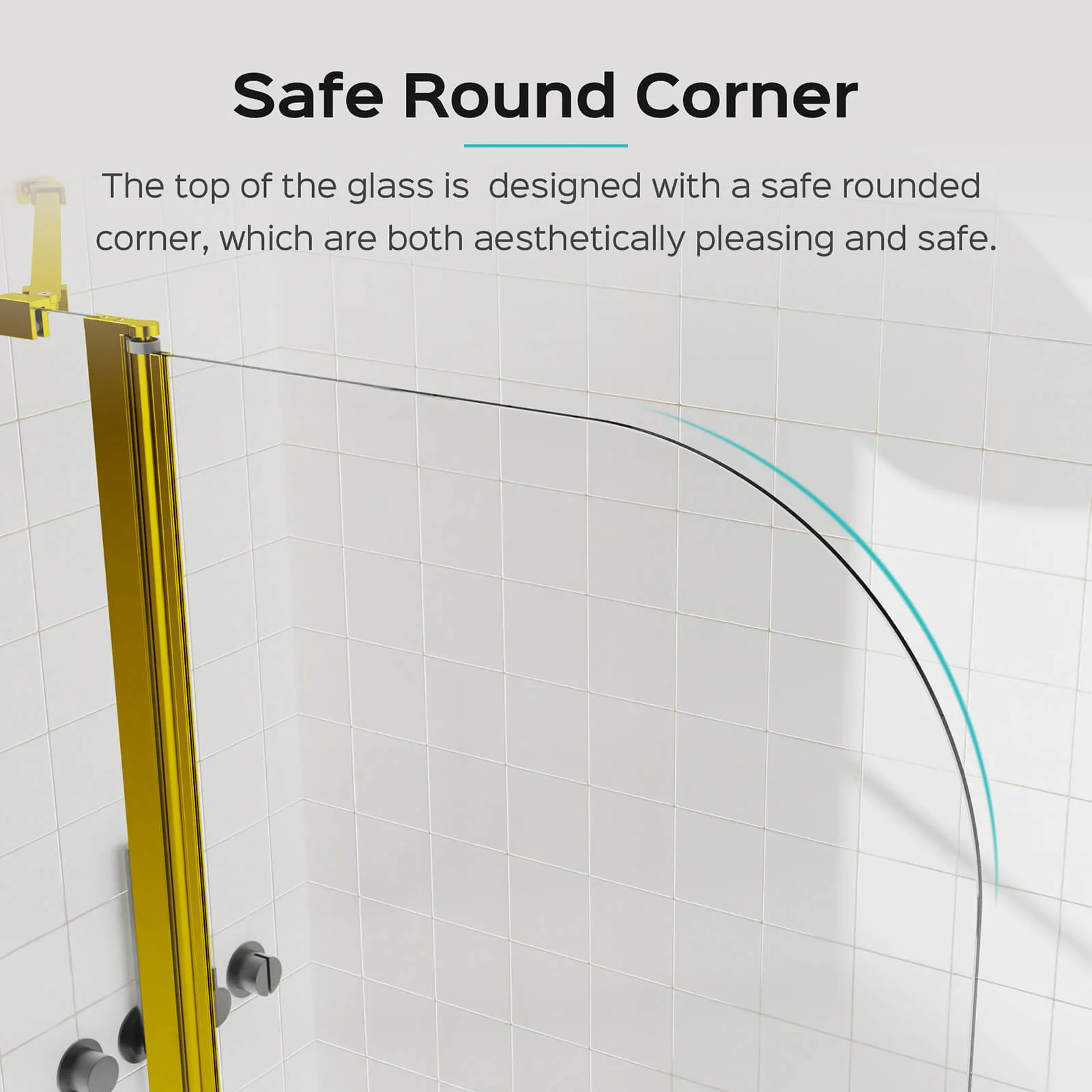 43" × 58" Brushed Gold Pivot Glass Bathtub Shower Door - Image 3