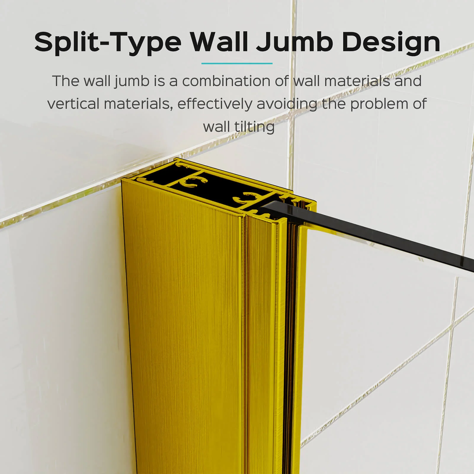 43" × 58" Brushed Gold Pivot Glass Bathtub Shower Door - Image 6