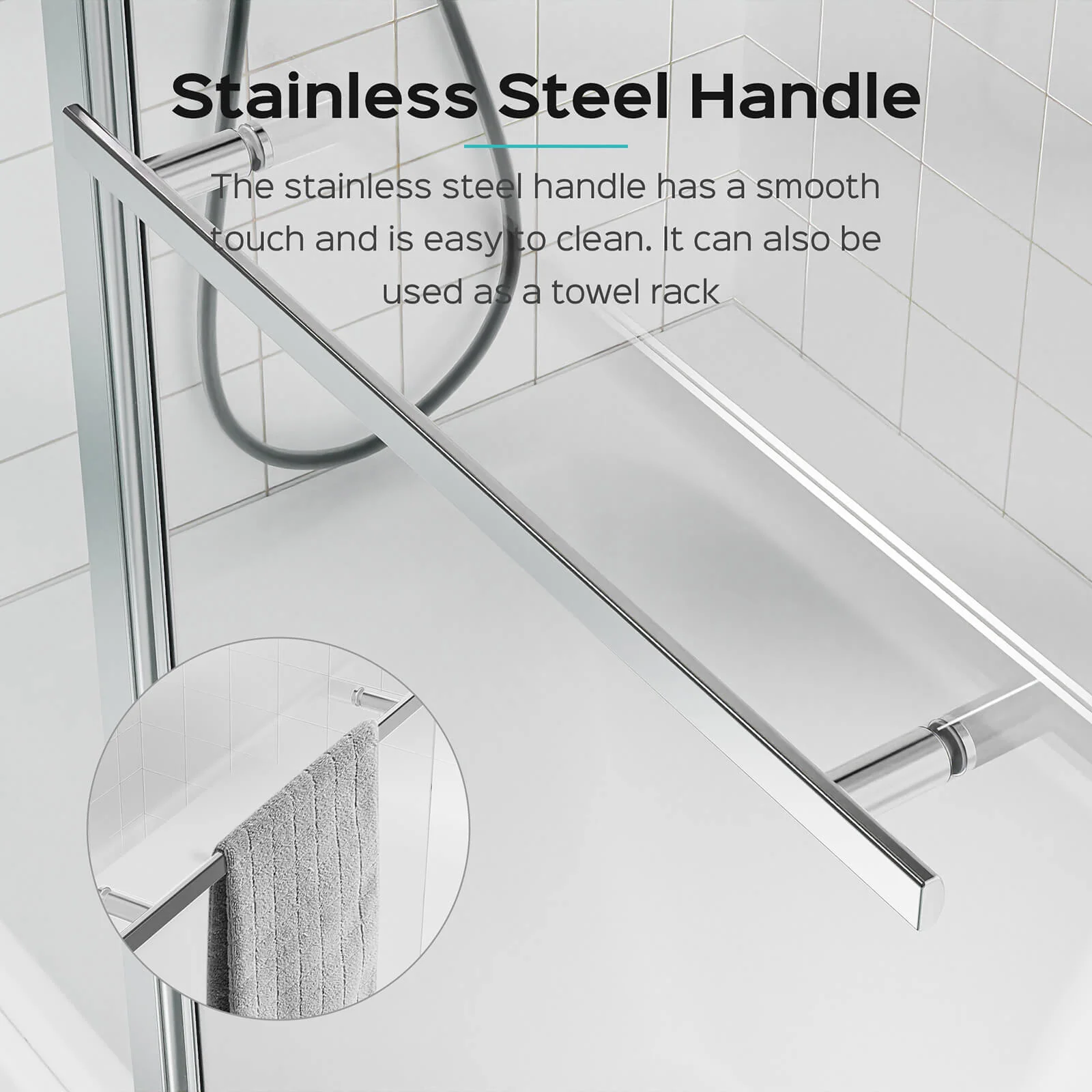 43" Ă 58" Chrome Pivot Glass Bathtub Shower Door - Image 5