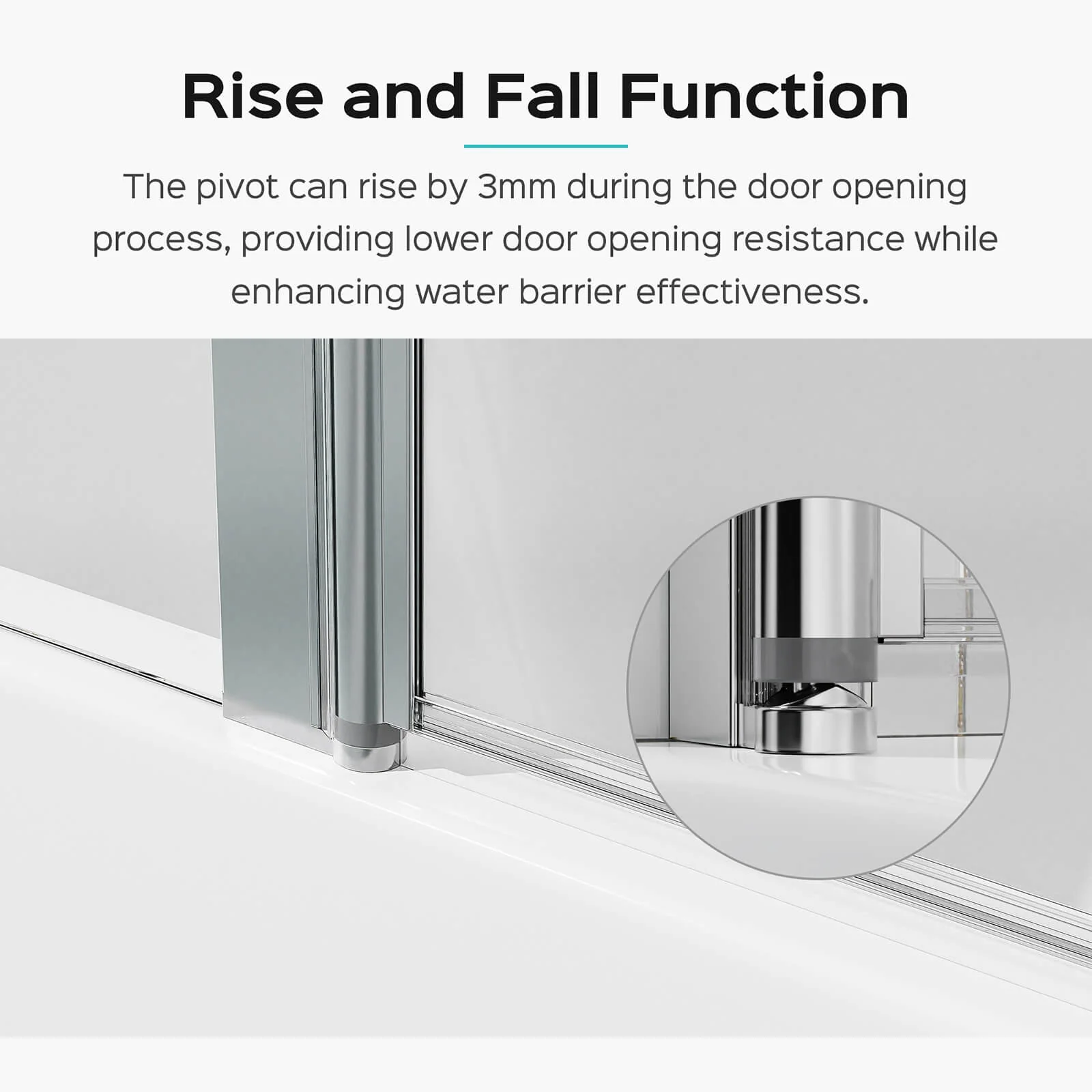 43" Ă 58" Chrome Pivot Glass Bathtub Shower Door - Image 6