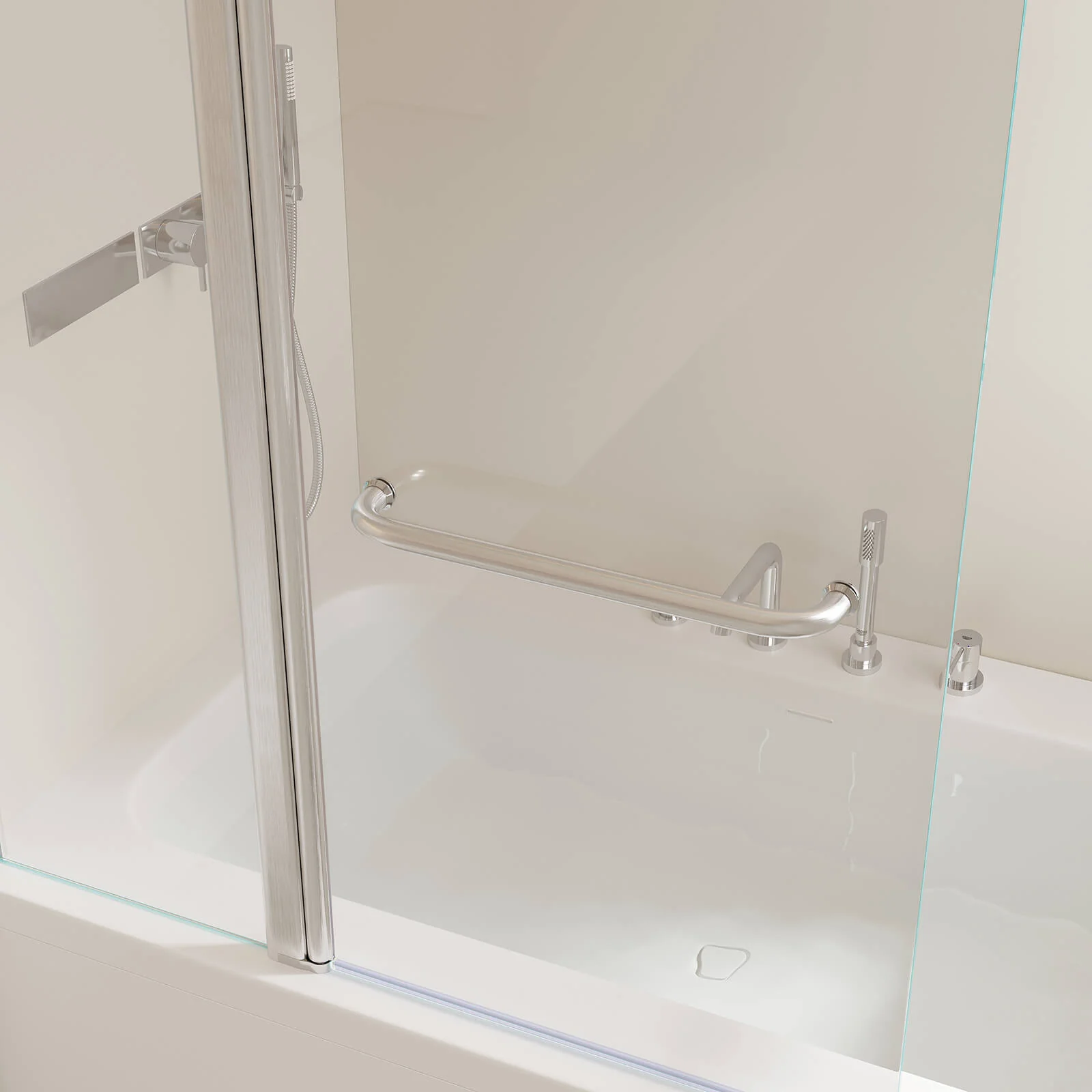 43" × 58" Brushed Nickel Aluminum Frame Pivot Shower Door - Image 4