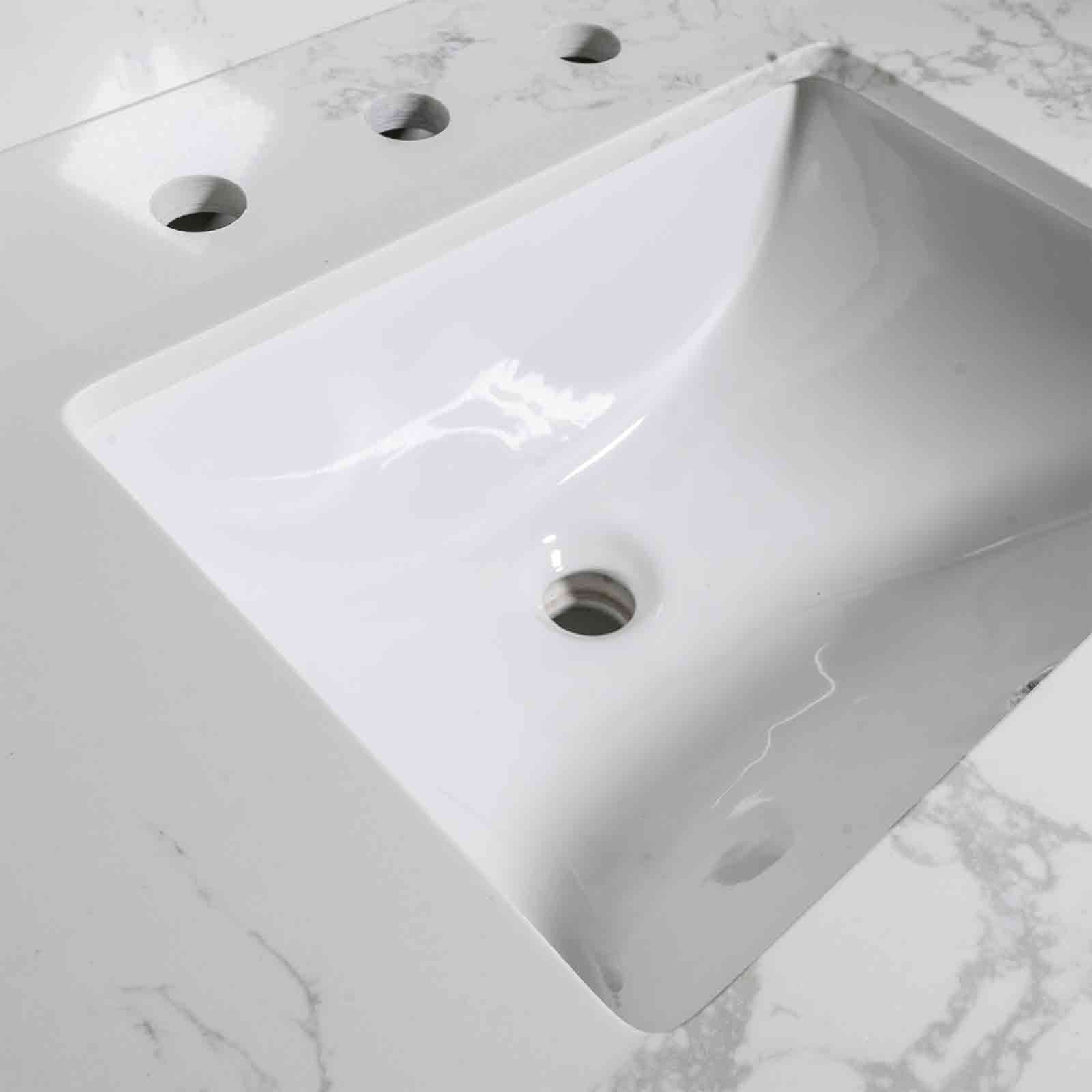 43" x 22" Carrara Marble Vanity Top with 3 Faucet Holes - Image 4