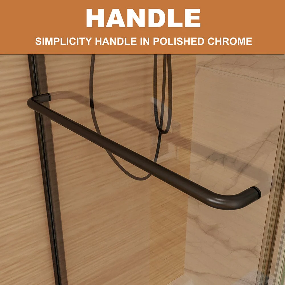 44-48"W x 72"H Shower Door Traditional Two-way Sliding with Handle - Image 4