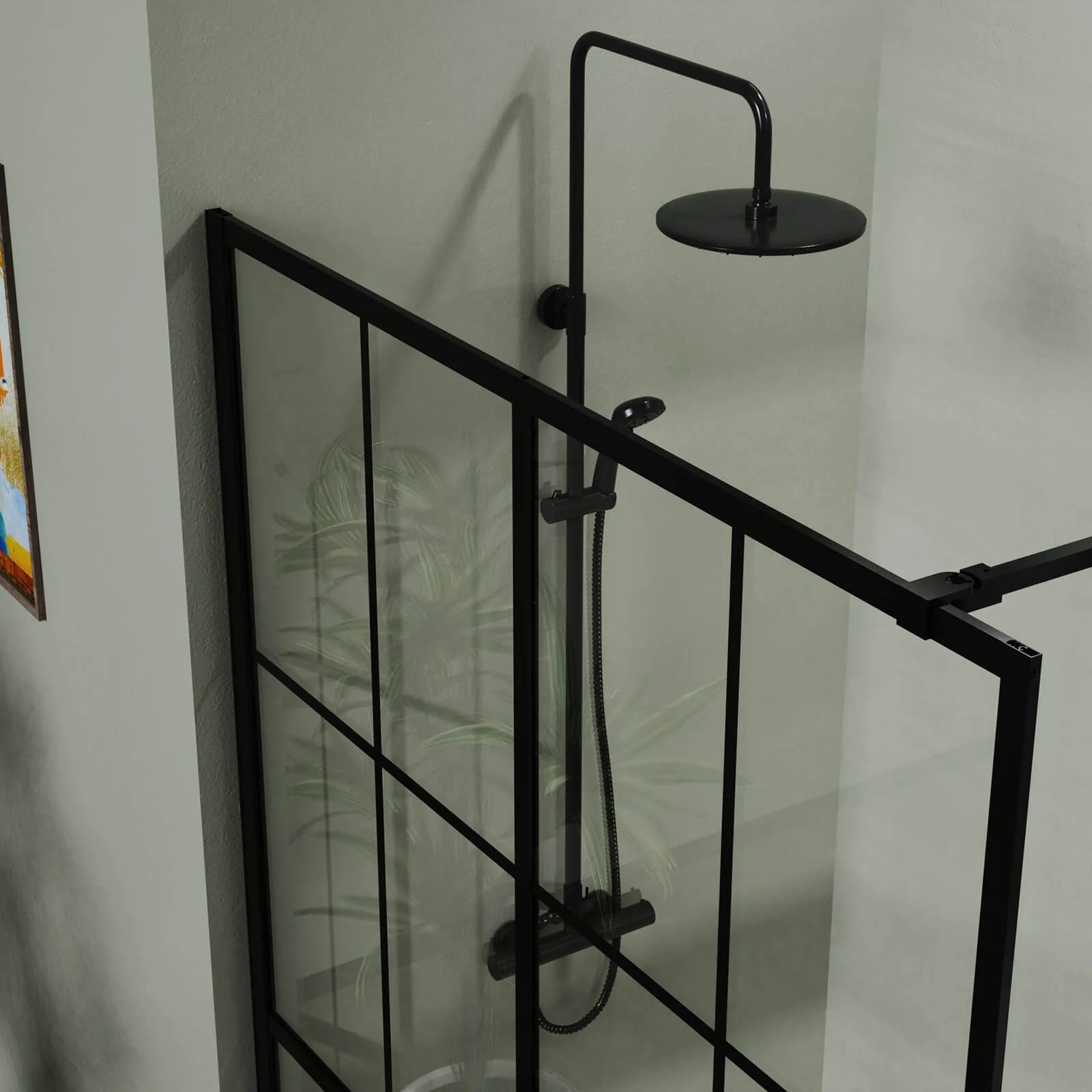46" x 72" Clear Glass Grid Shower Screen Panel - Image 4