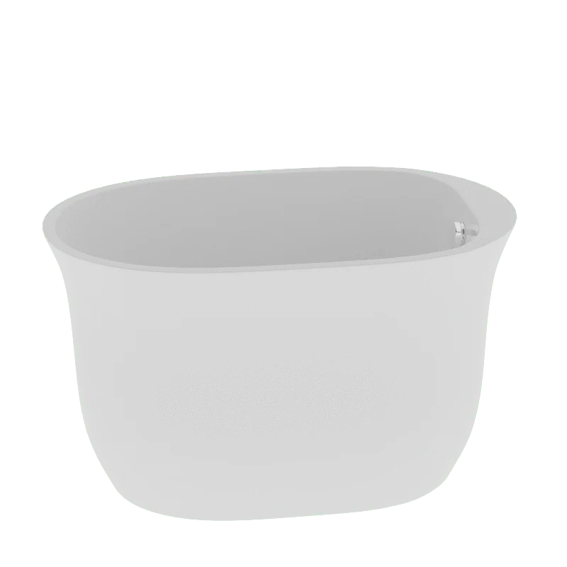 47'' Acrylic Flatbottom Modern Oval Small Freestanding Bathtub in Glossy White - Image 8