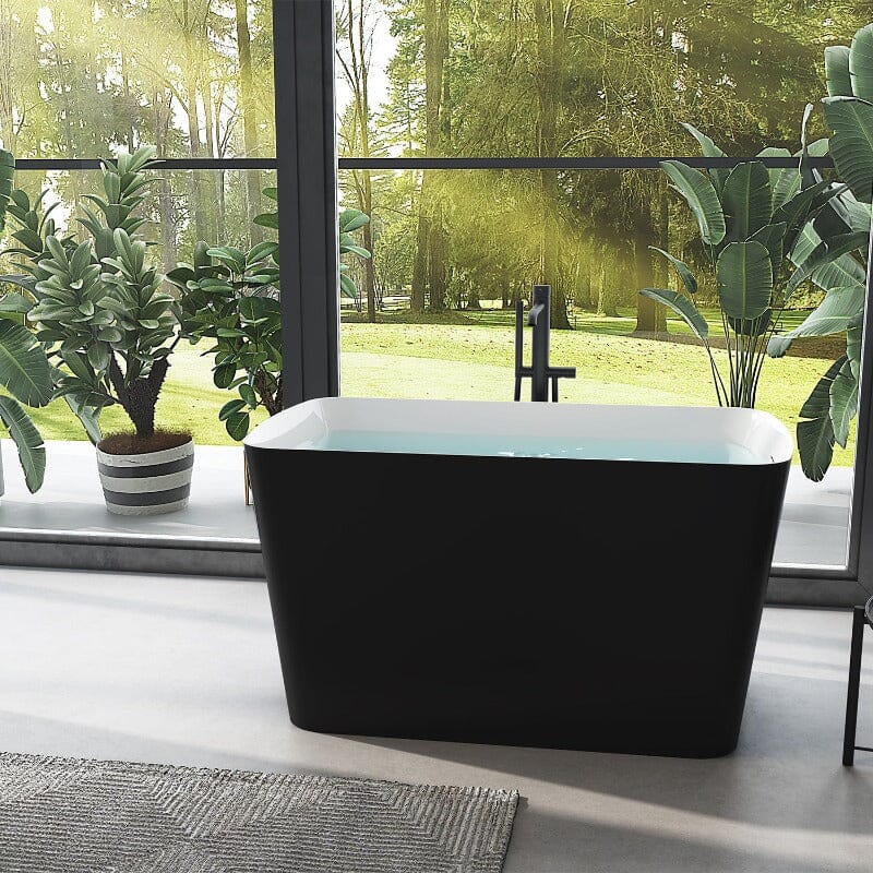 Mokleba 47" Acrylic Rectangular Freestanding Built-in Seat Japanese Soaking Bathtub - Image 16