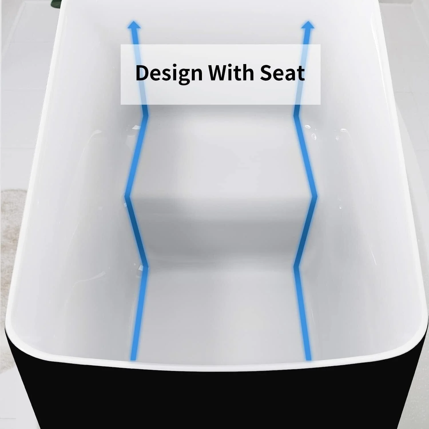 Mokleba 47" Acrylic Rectangular Freestanding Built-in Seat Japanese Soaking Bathtub - Image 20