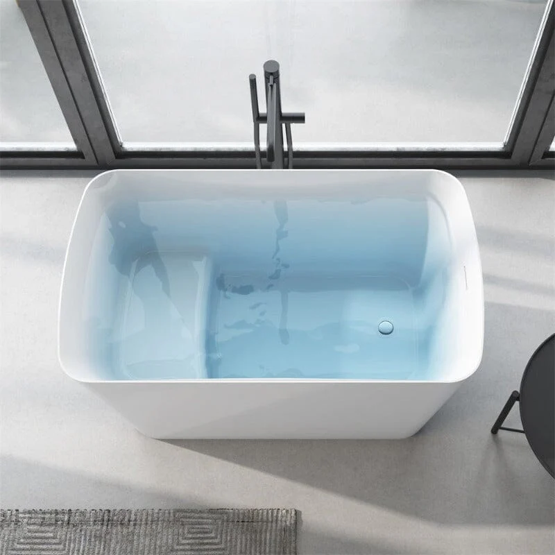 Mokleba 47" Acrylic Rectangular Freestanding Built-in Seat Japanese Soaking Bathtub - Image 5