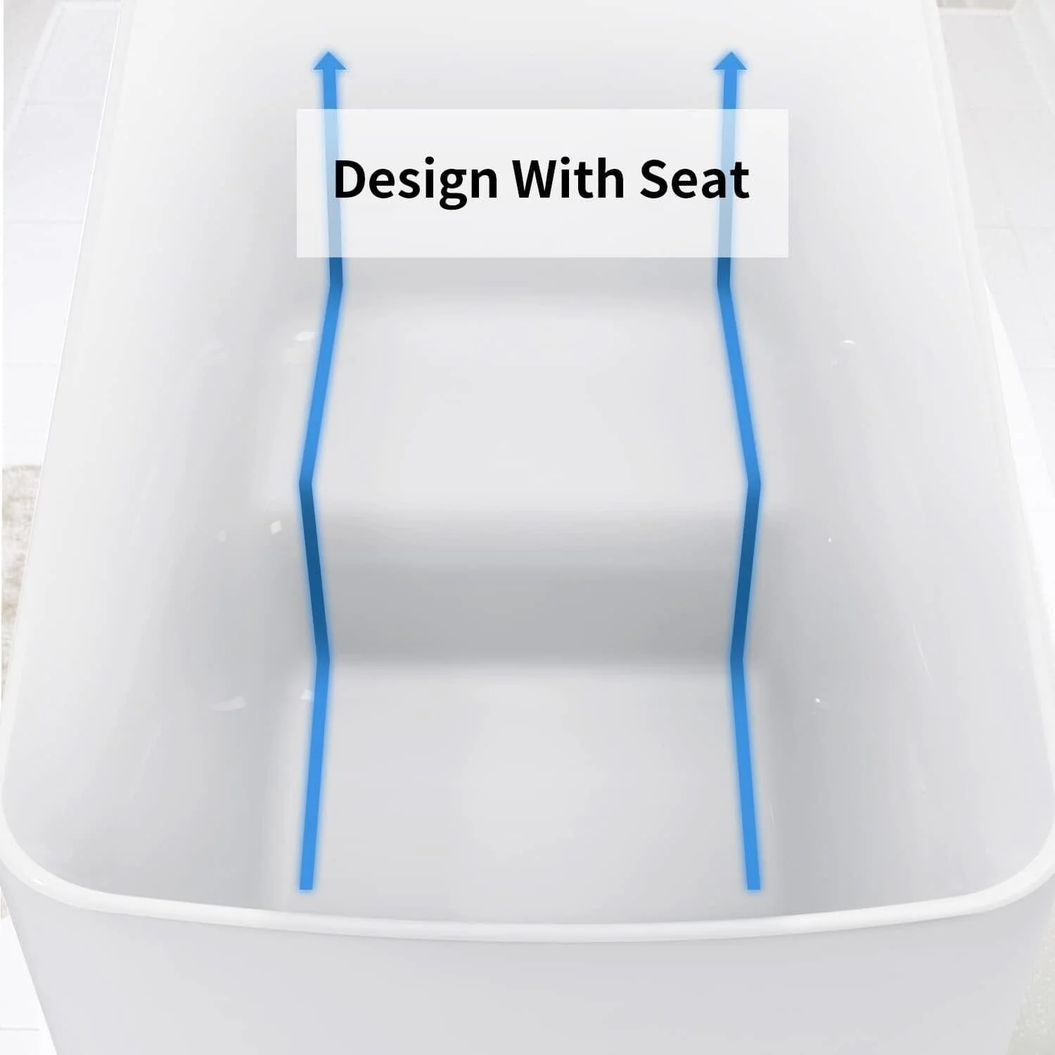 Mokleba 47" Acrylic Rectangular Freestanding Built-in Seat Japanese Soaking Bathtub - Image 7
