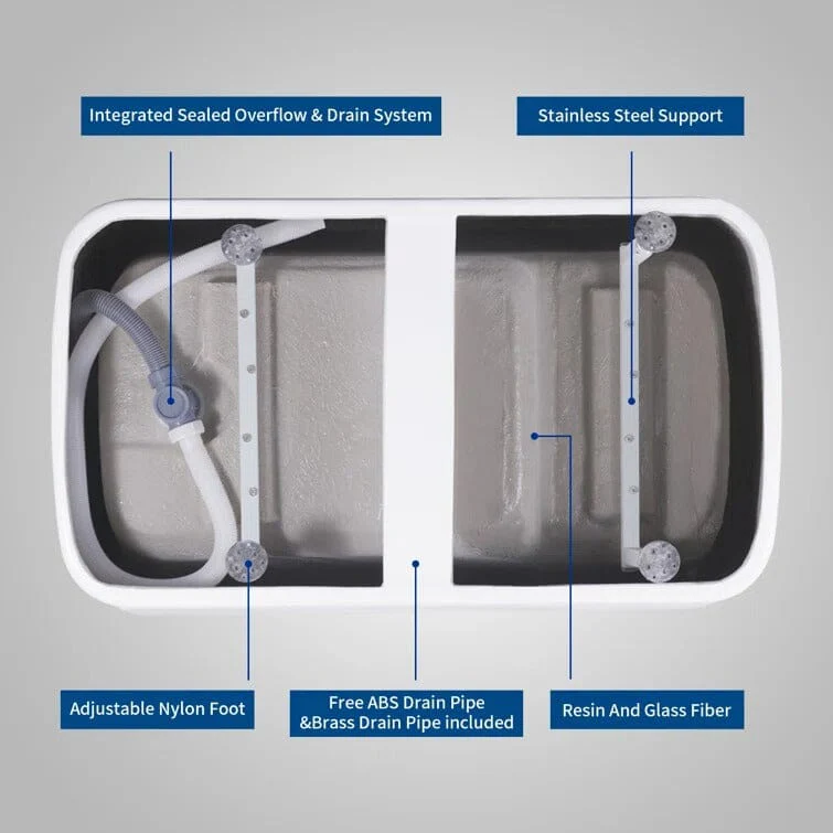 Mokleba 47" Acrylic Rectangular Freestanding Built-in Seat Japanese Soaking Bathtub - Image 8