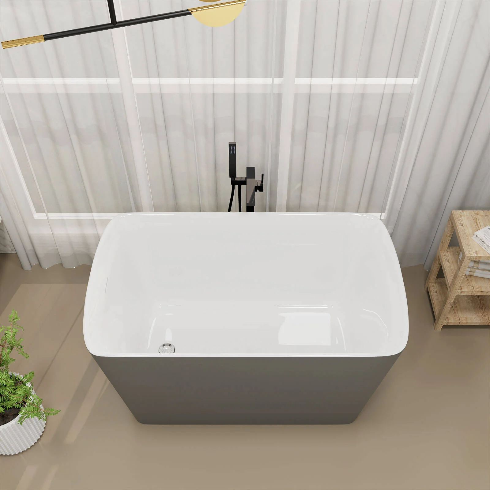 Mokleba 47" Acrylic Small Freestanding Tub Modern Japanese Soaking Bathtub - Image 14