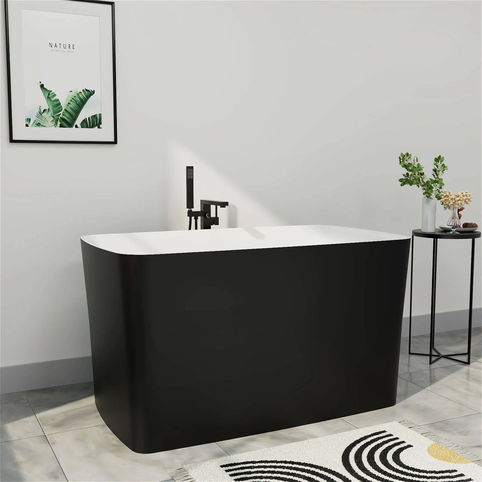 Mokleba 47" Acrylic Small Freestanding Tub Modern Japanese Soaking Bathtub - Image 25