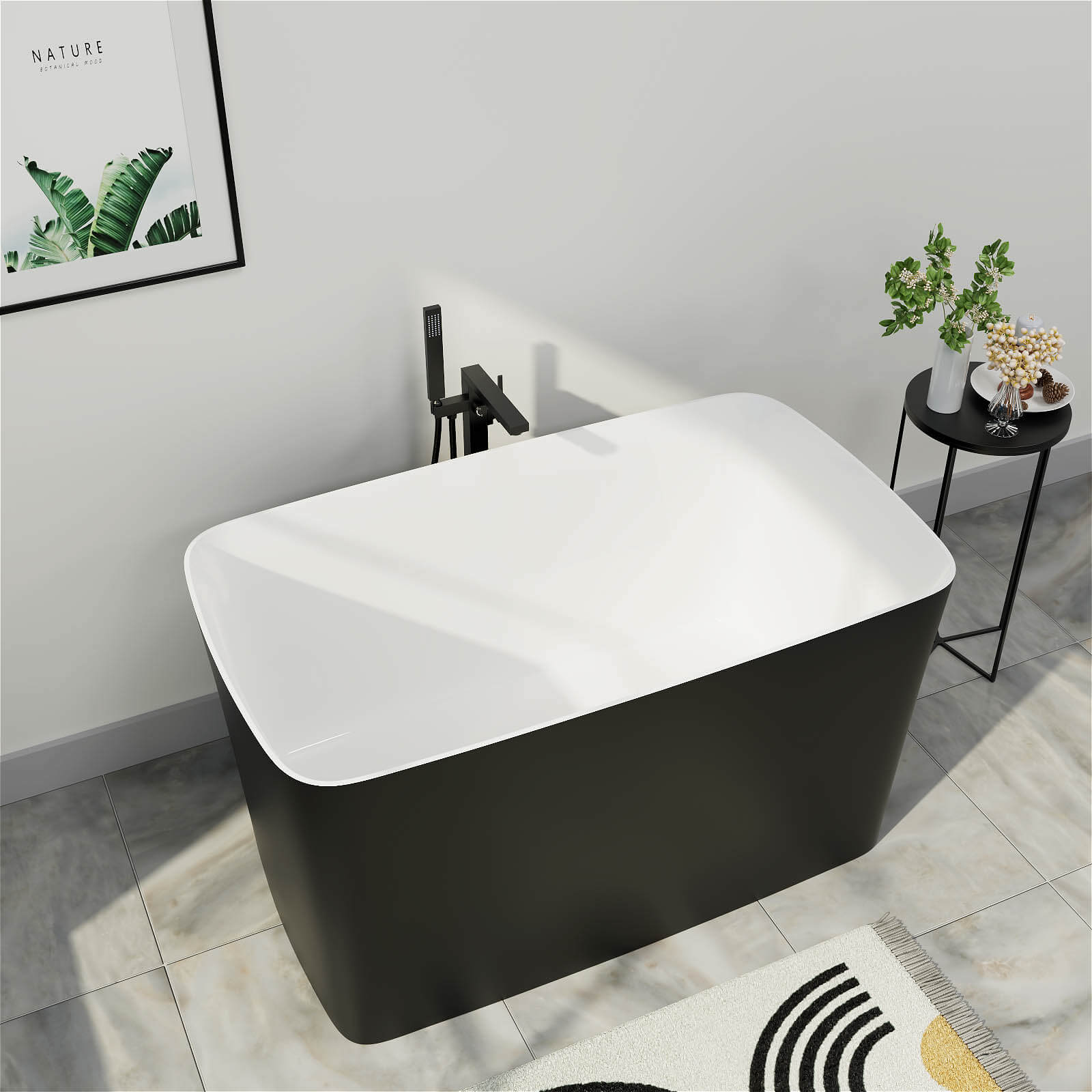 Mokleba 47" Acrylic Small Freestanding Tub Modern Japanese Soaking Bathtub - Image 26