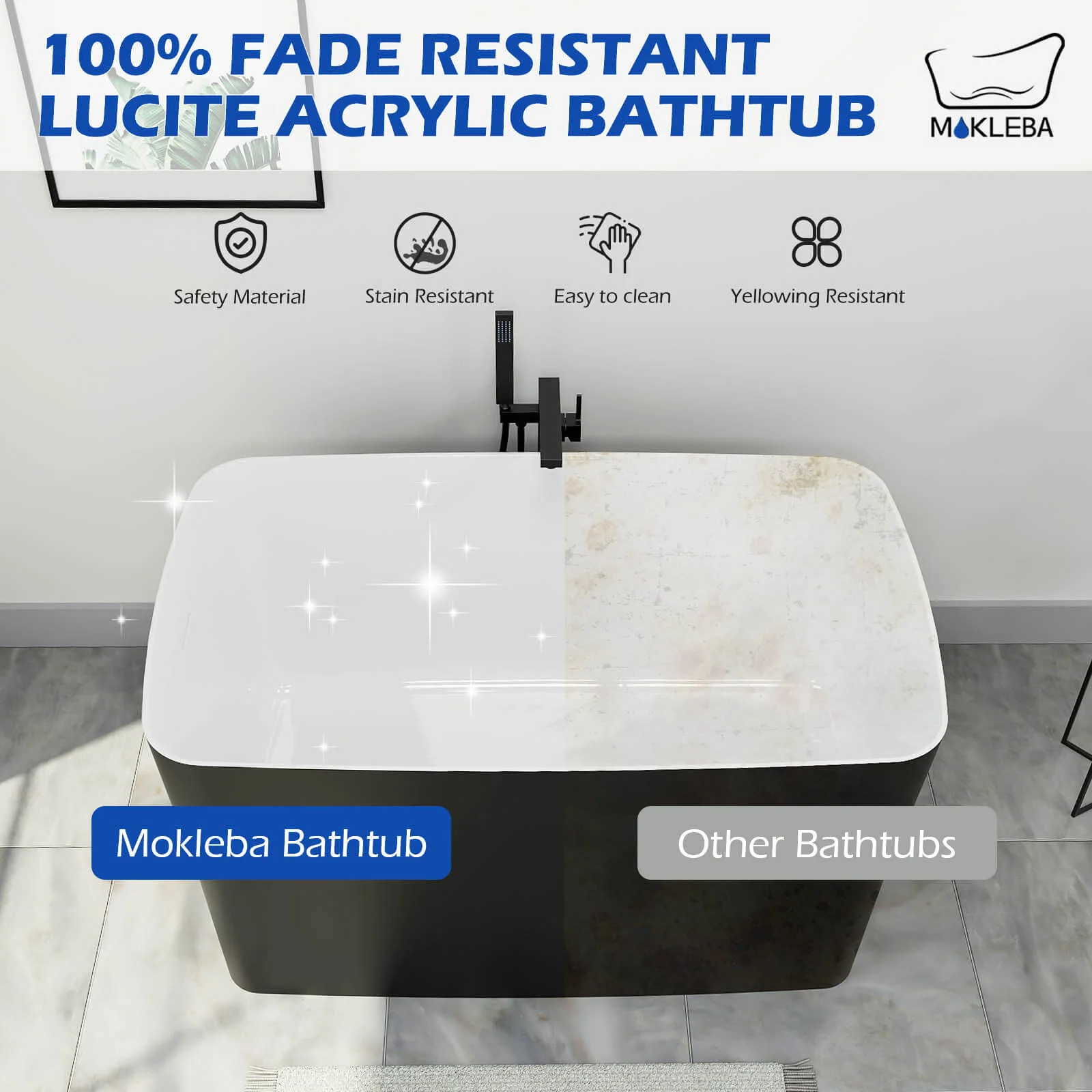 Mokleba 47" Acrylic Small Freestanding Tub Modern Japanese Soaking Bathtub - Image 31