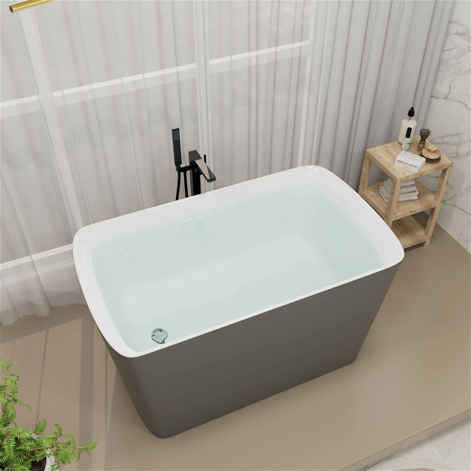 Mokleba 47" Acrylic Small Freestanding Tub Modern Japanese Soaking Bathtub - Image 9