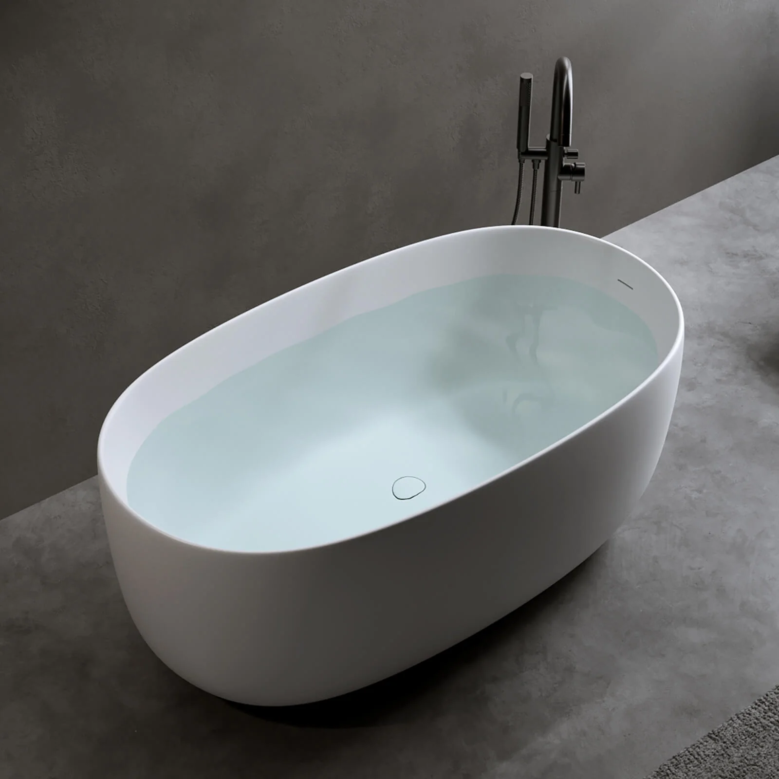 47" Compact Freestanding Stone Resin Bathtub - Image 4