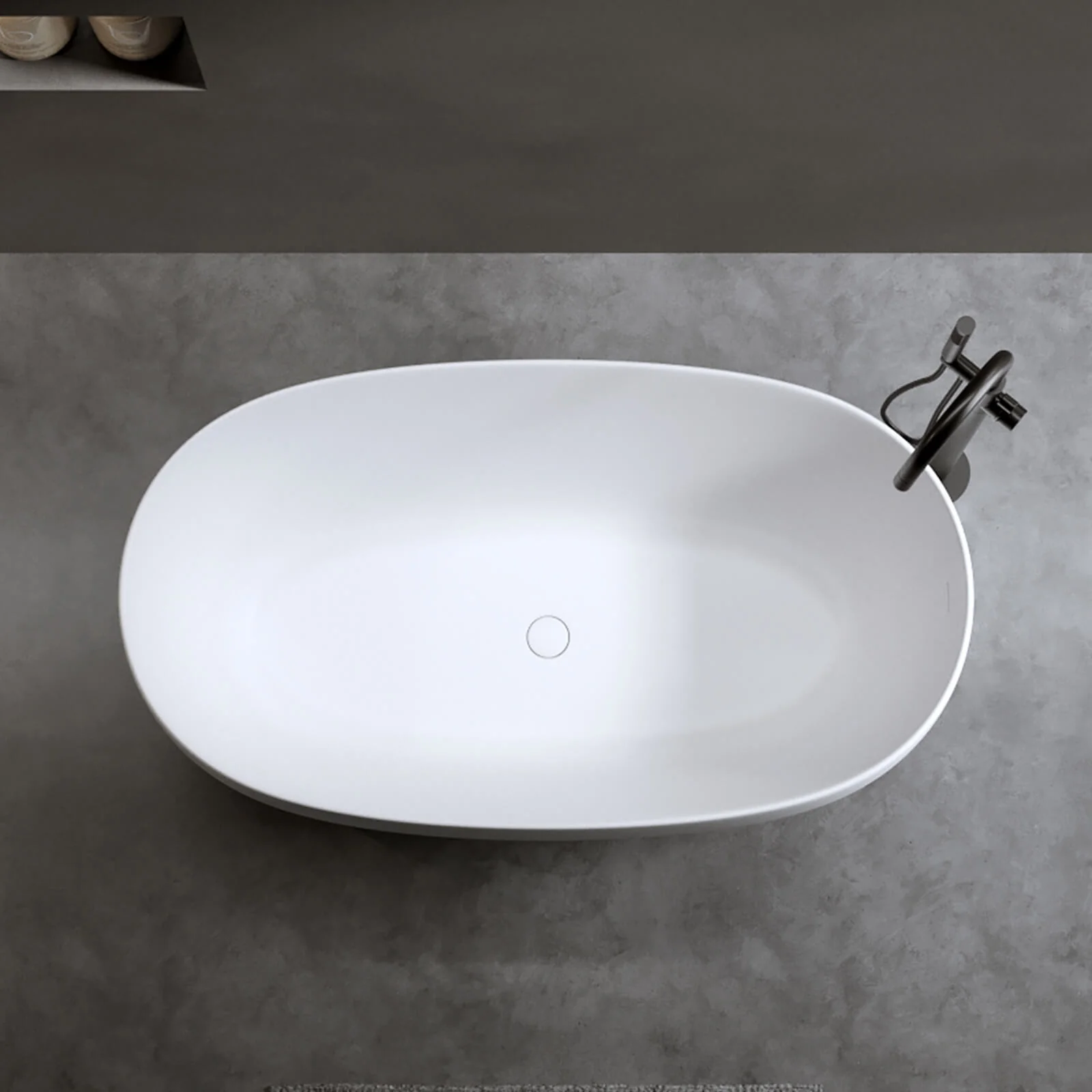 47" Compact Freestanding Stone Resin Bathtub - Image 5