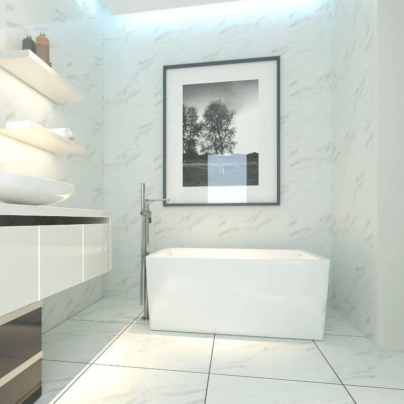 47" Rectangular Acrylic Soaking Bathtub with Built-In Seat - Image 3