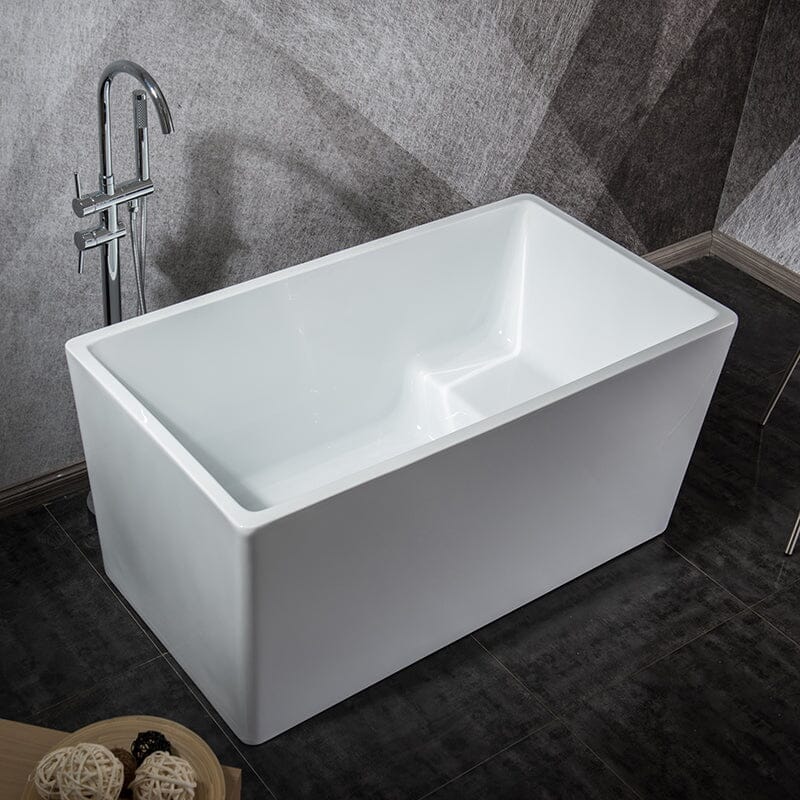 47" Rectangular Acrylic Soaking Bathtub with Built-In Seat - Image 4