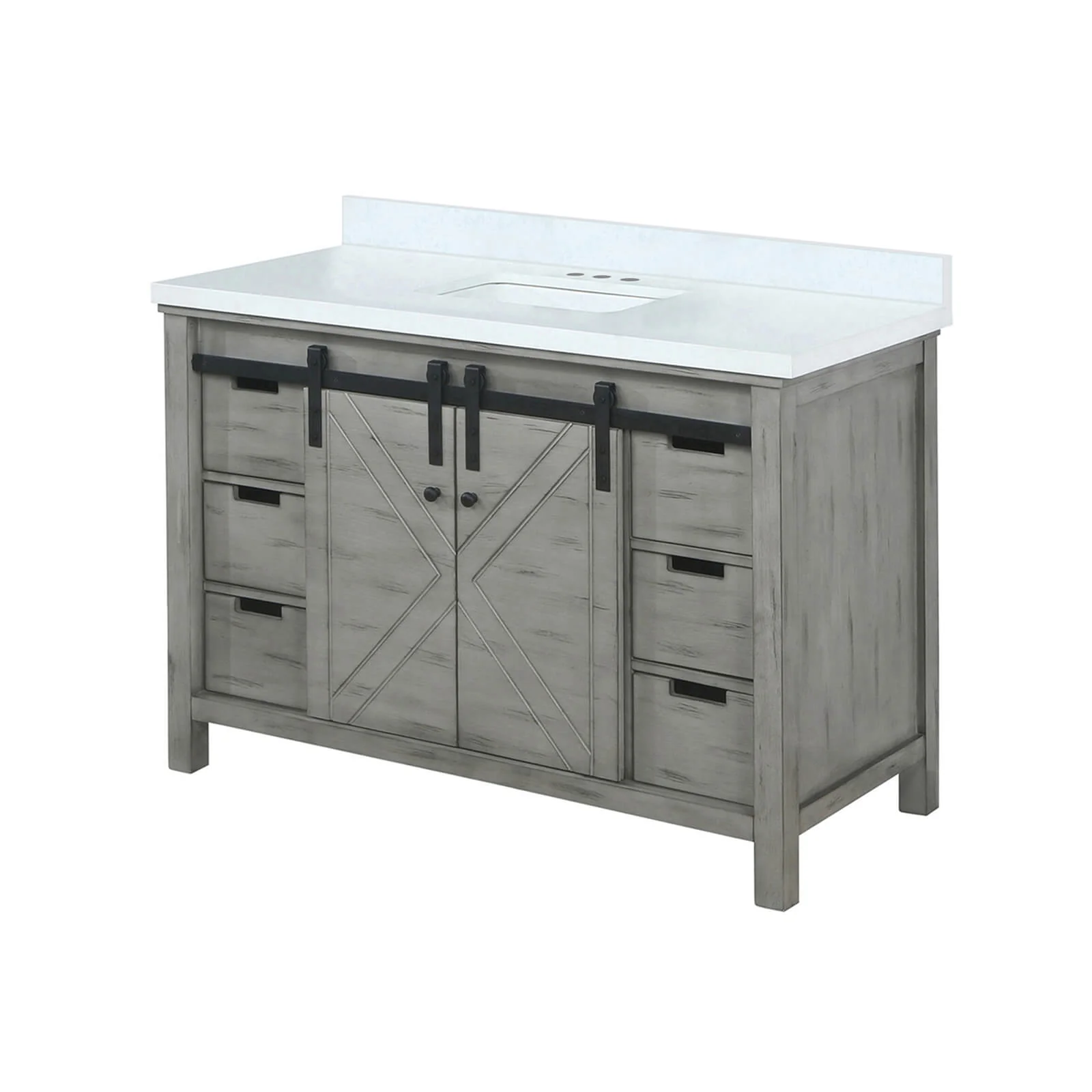 48" Ash Gray Barn Bathroom Vanity with Quartz Countertop - Image 3