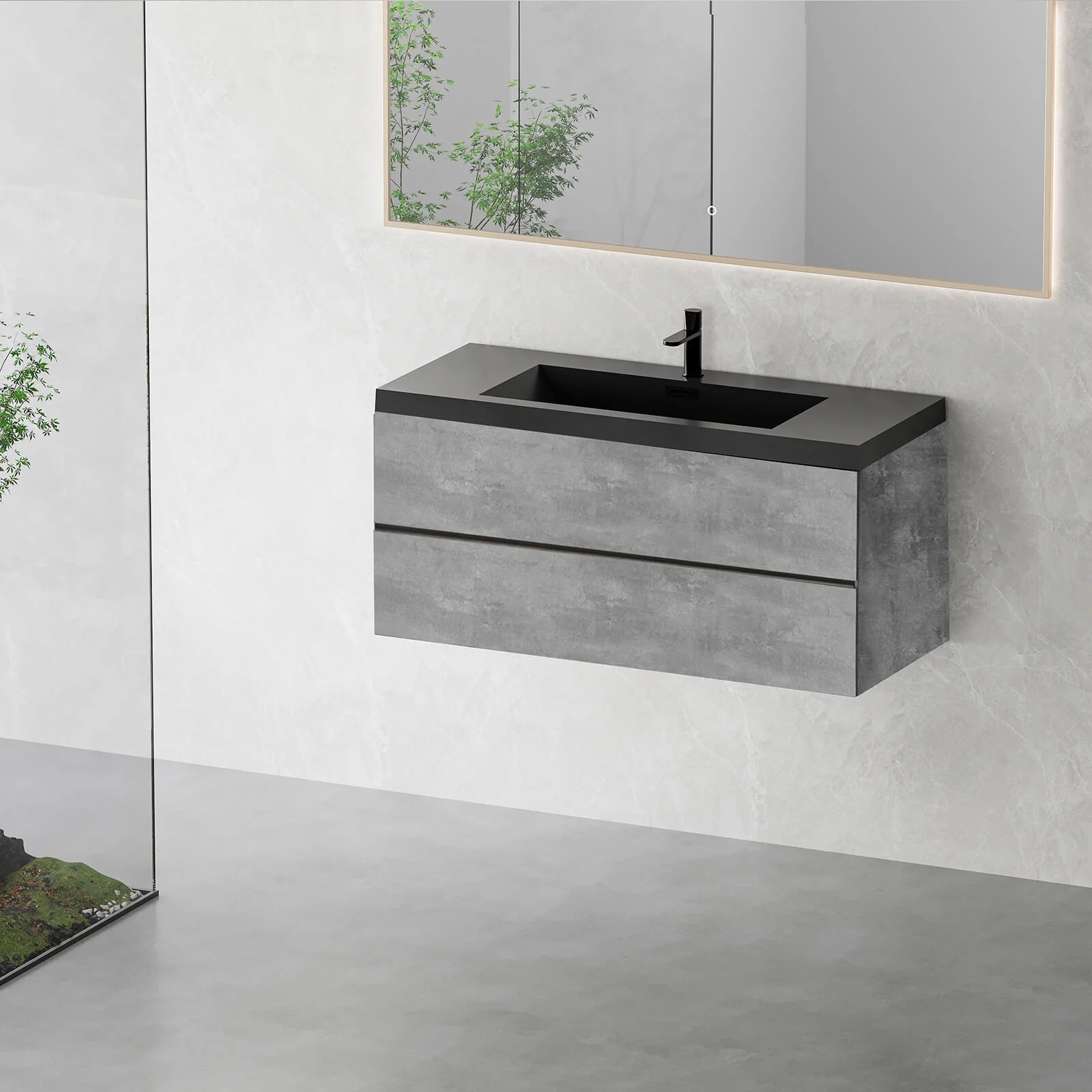 48" Cement Gray Floating Bathroom Vanity - Image 3
