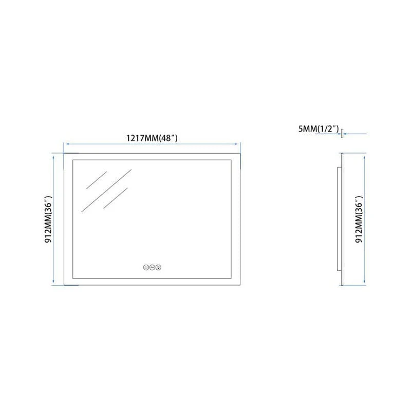 48 in. W x 36 in. H LED Light Bathroom Vanity Mirror Large Rectangular Frameless Anti Fog - Image 9