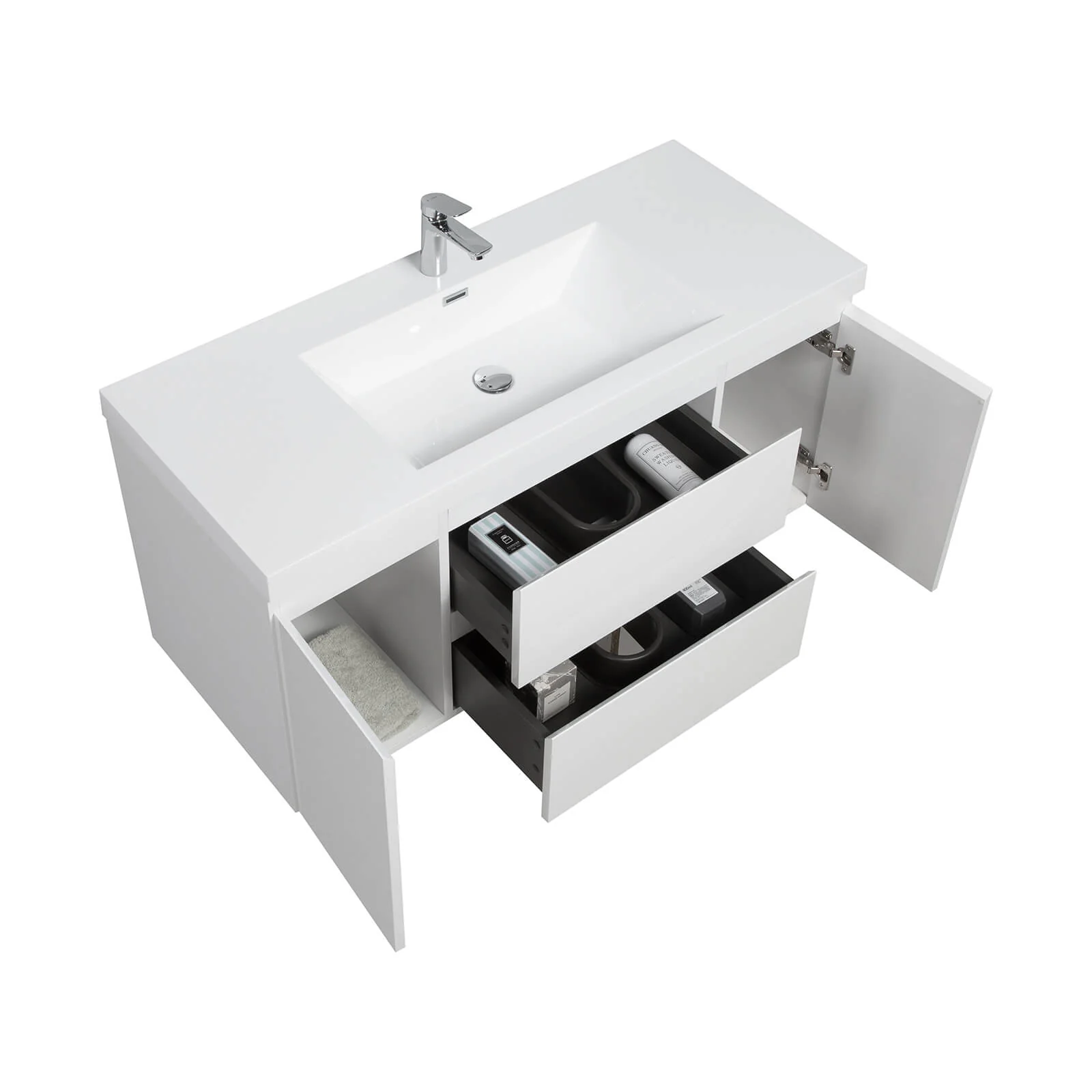 48" Waterproof Coated Solid Wood Floating Vanity - Image 7