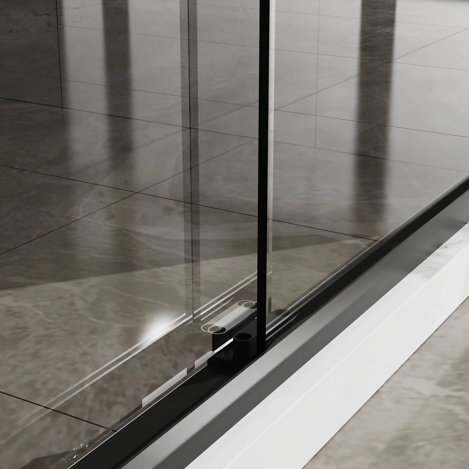 44"-48" x 72" Aluminum Frame Double Sliding Glass Shower Door - Image 8