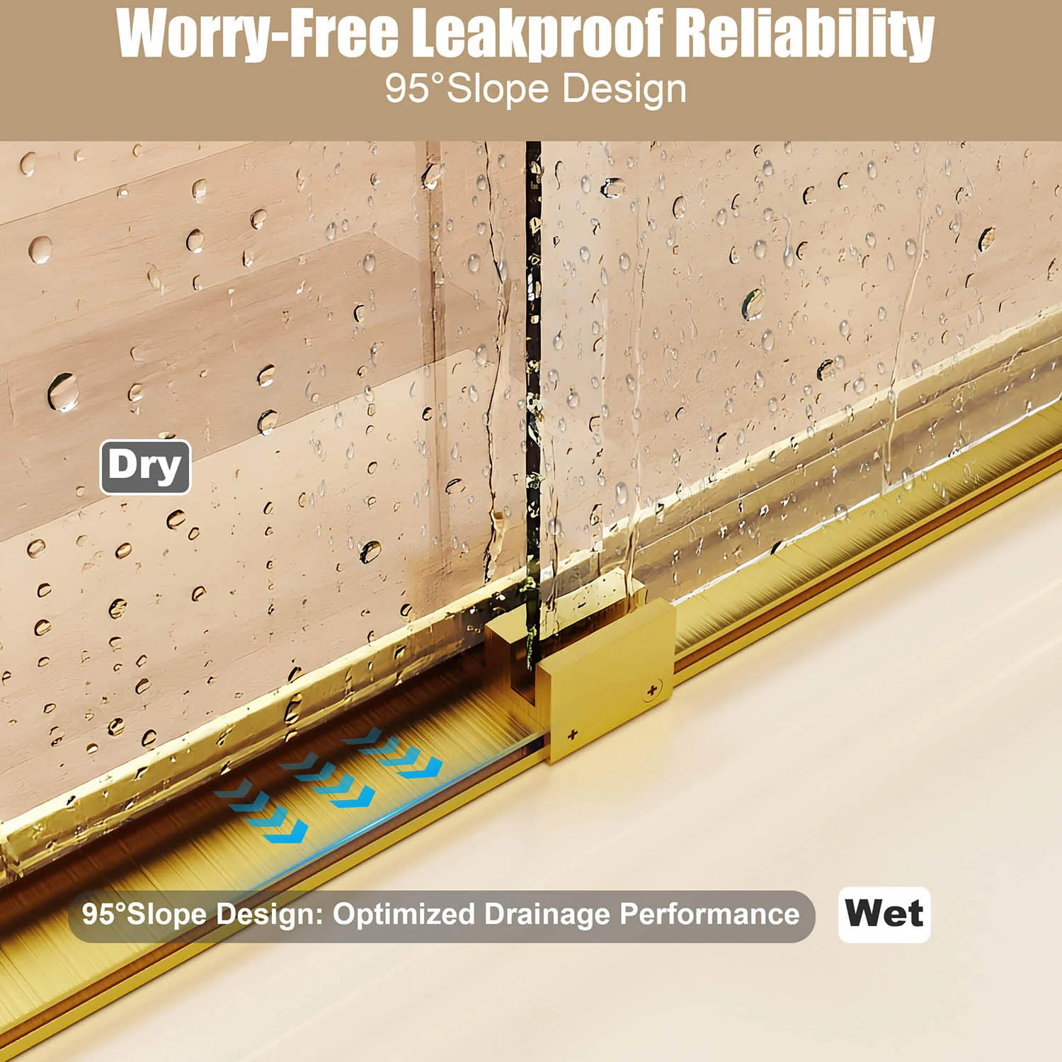 44-48" x 72" Brushed Gold Framed Double Sliding Shower Door with 6mm Shatter-Proof Glass - Image 8