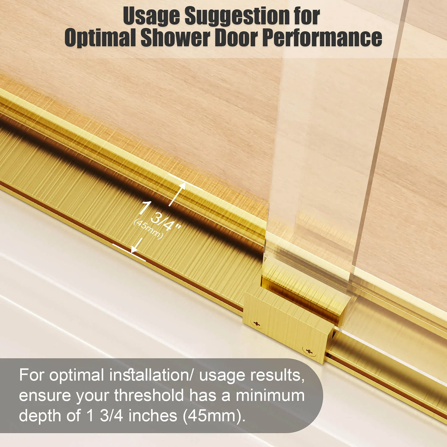 44-48" x 72" Brushed Gold Framed Double Sliding Shower Door with 6mm Shatter-Proof Glass - Image 9