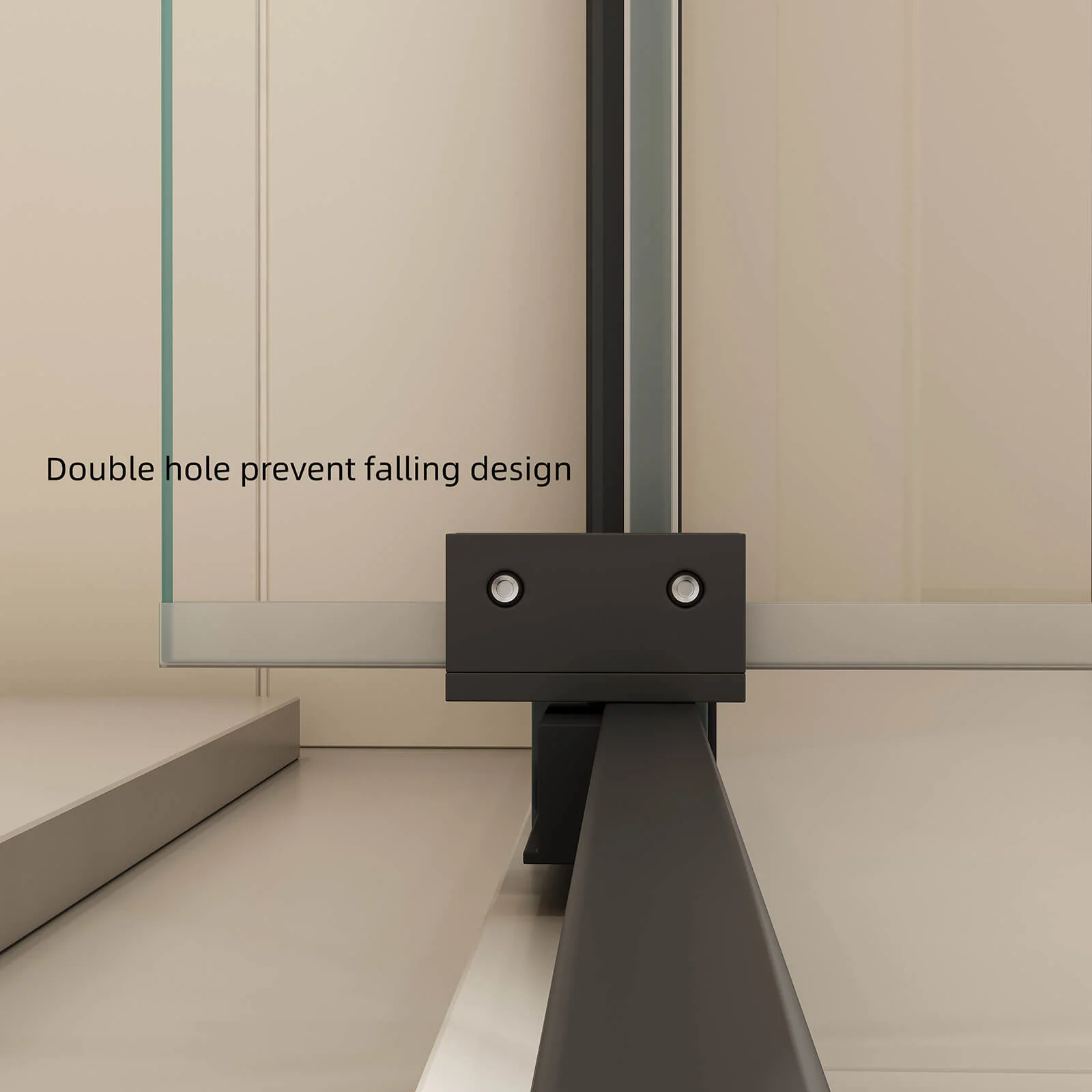 44"-48" x 76" Matte Black Pivot Shower Door with Fixed Glass Panel - Image 6