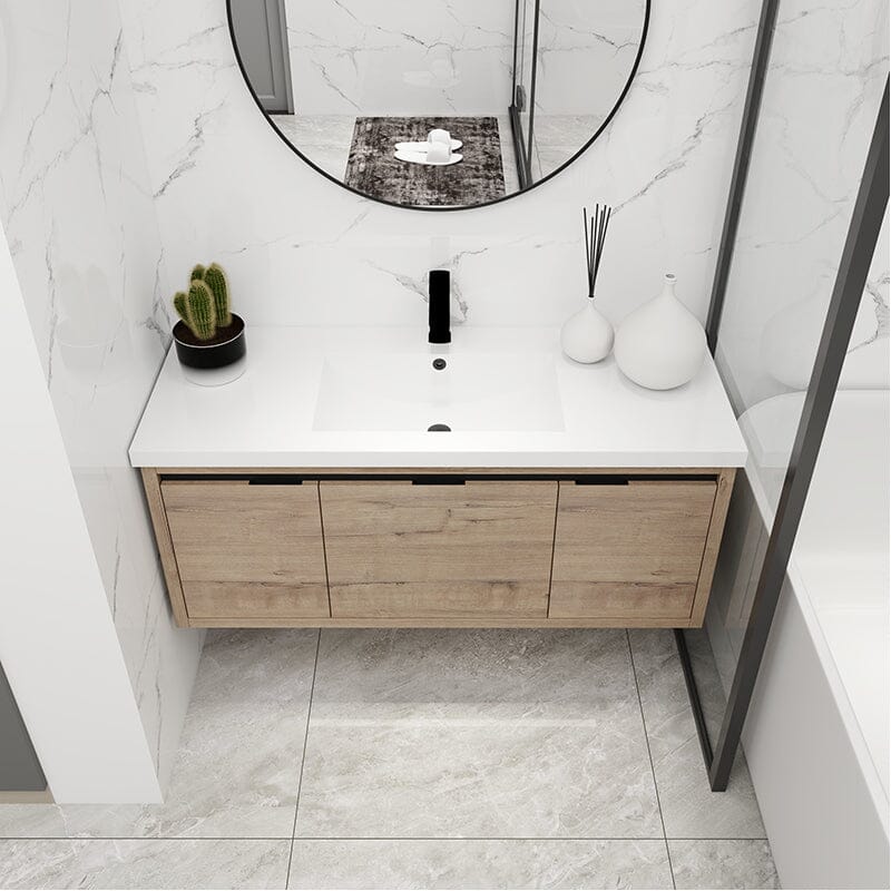 48" Large Countertop Bathroom Vanity with Sink Floating Mount Soft-Close Drawers - Image 3