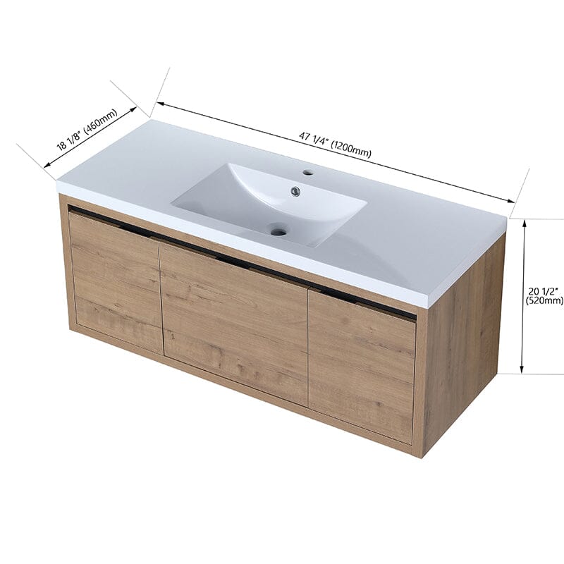 48" Large Countertop Bathroom Vanity with Sink Floating Mount Soft-Close Drawers - Image 4