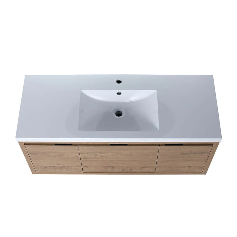 48" Large Countertop Bathroom Vanity with Sink Floating Mount Soft-Close Drawers - Image 6