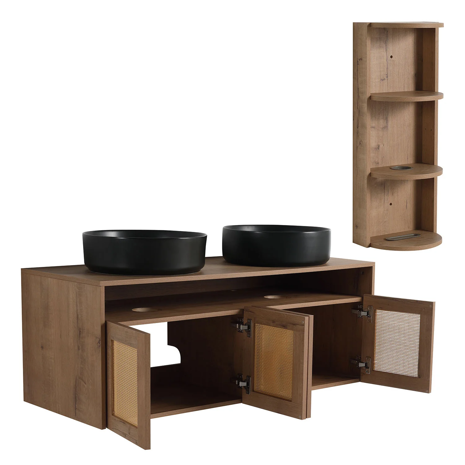 48" Floating Vanity with Black Ceramic Sink and 12" Wall Storage Cabinet - Image 5