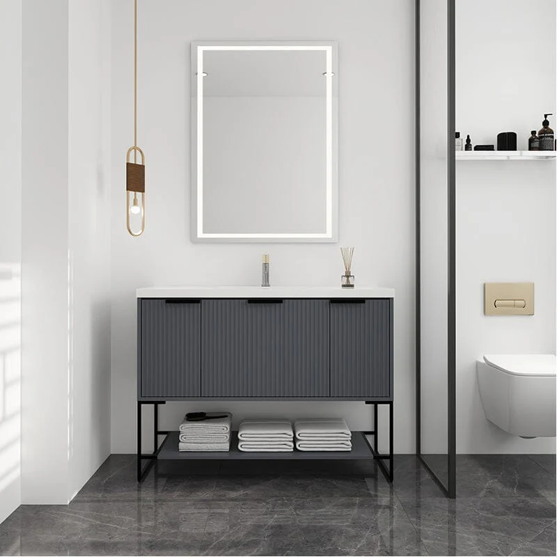 48 Inch Freestanding Bathroom Vanity with Stone Resin Basin, Large Storage Space - Image 17