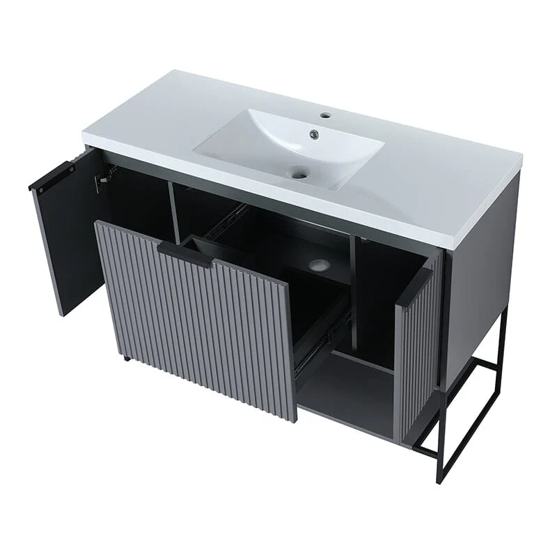 48 Inch Freestanding Bathroom Vanity with Stone Resin Basin, Large Storage Space - Image 28