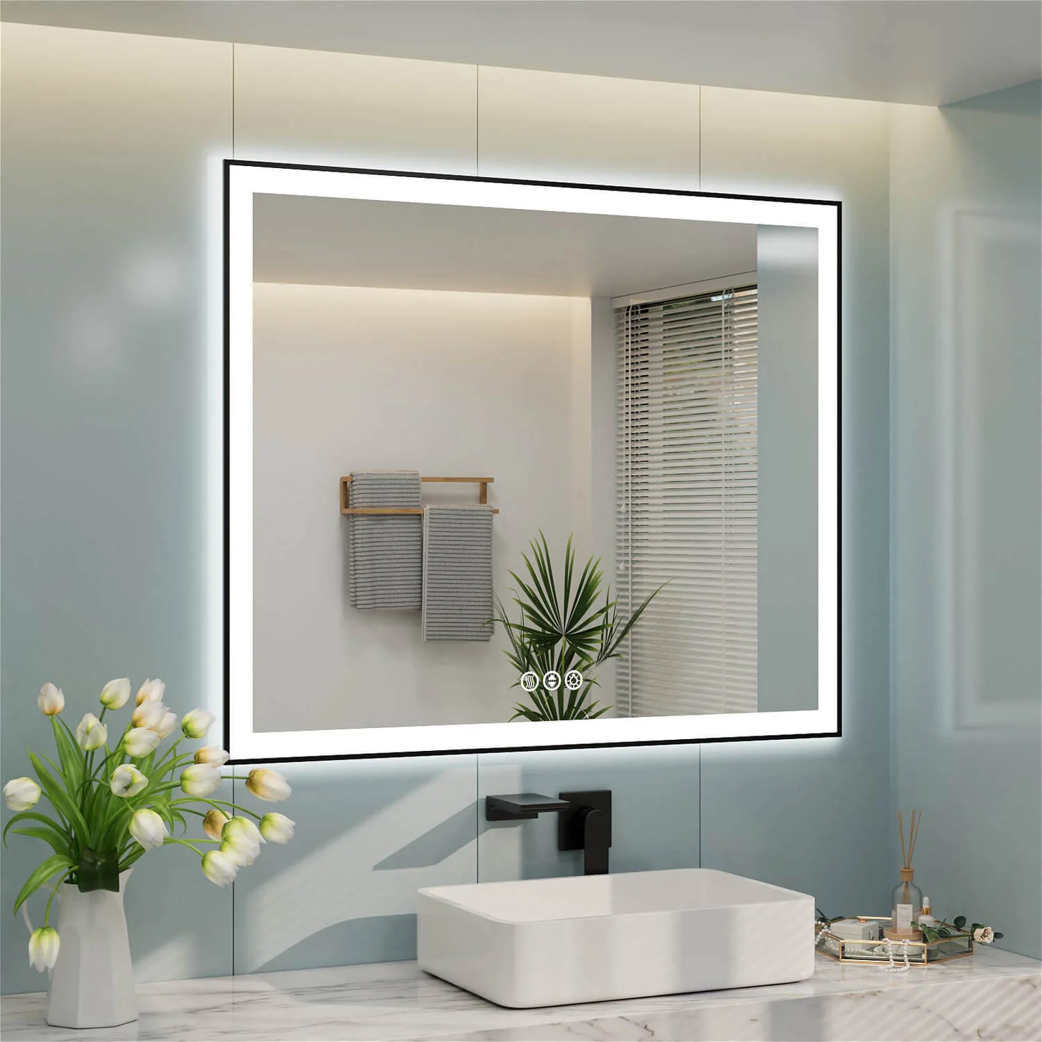 48"x40" LED Bathroom Mirror Anti-Fog Dimmable ETL Shatterproof Glass - Image 2