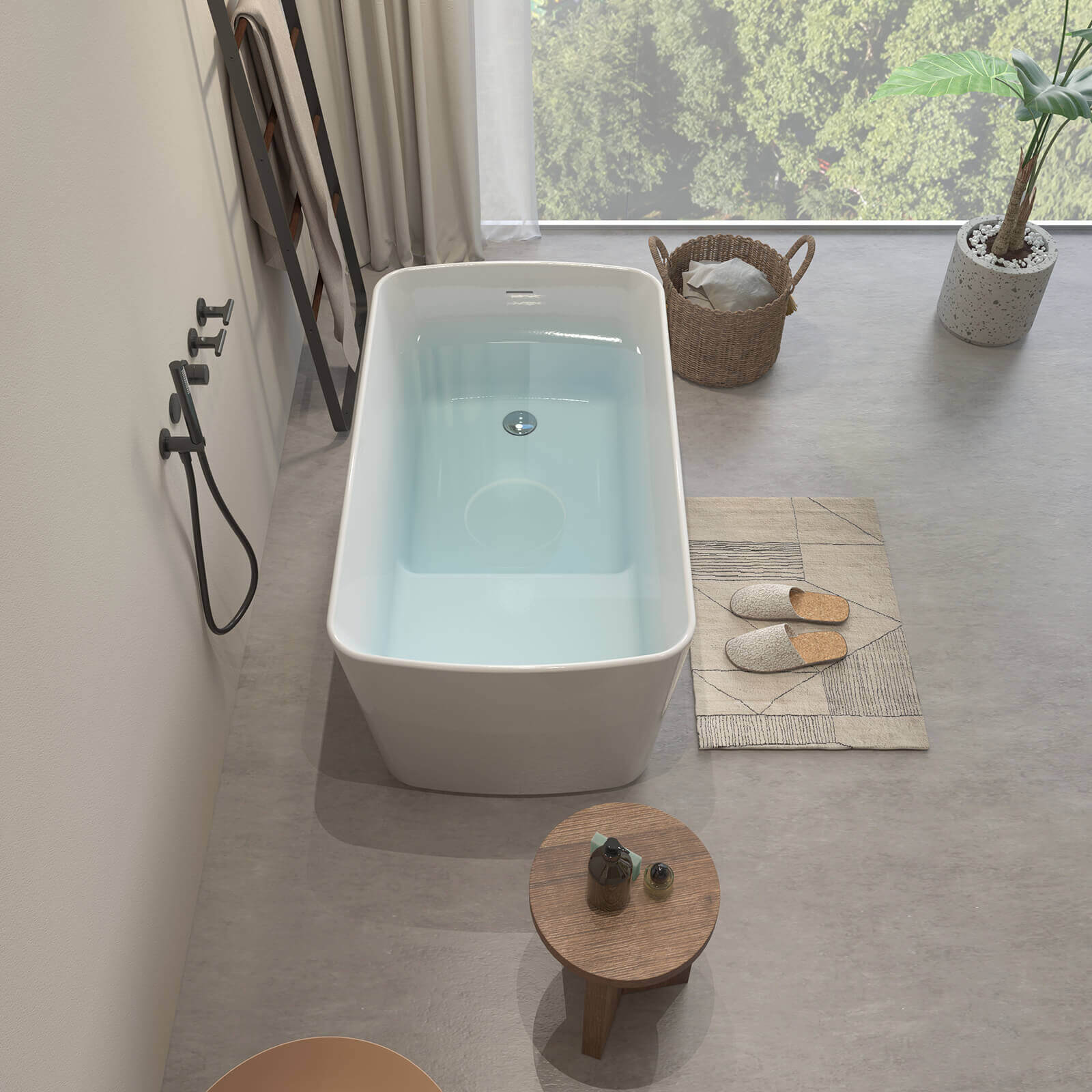 49" Freestanding Acrylic Japanese Soaking Bathtub with Integrated Seat - Image 4