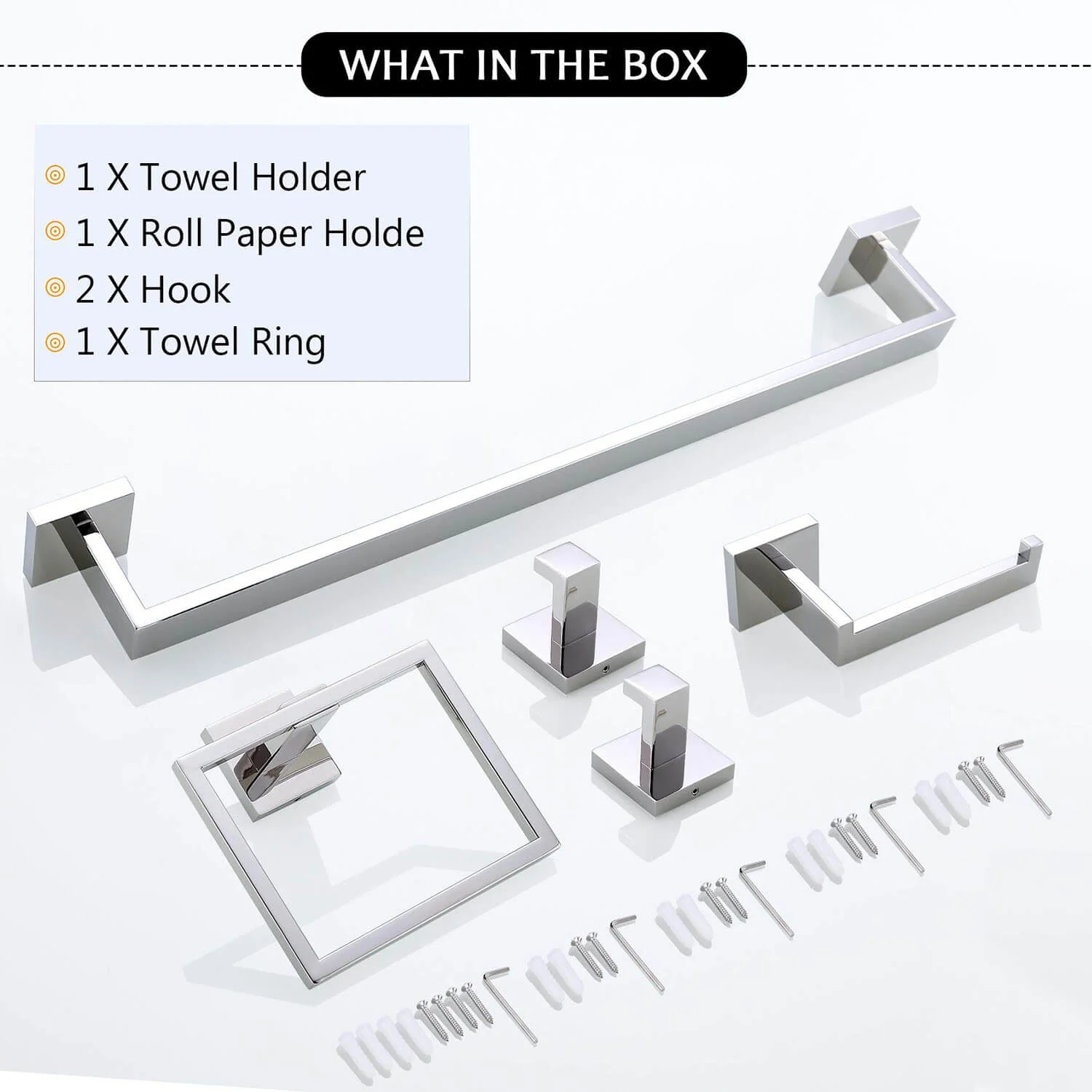 5-Piece Chrome Stainless Steel Bathroom Hardware Set - Image 7