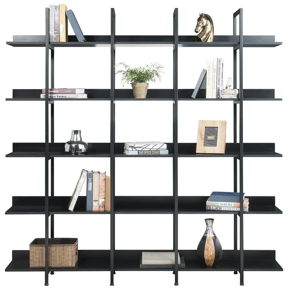 Giving Tree 5 Tier Bookcase Home Office Open Bookshelf, Vintage Industrial Style Shelf with Metal Frame, MDF Board - Image 5